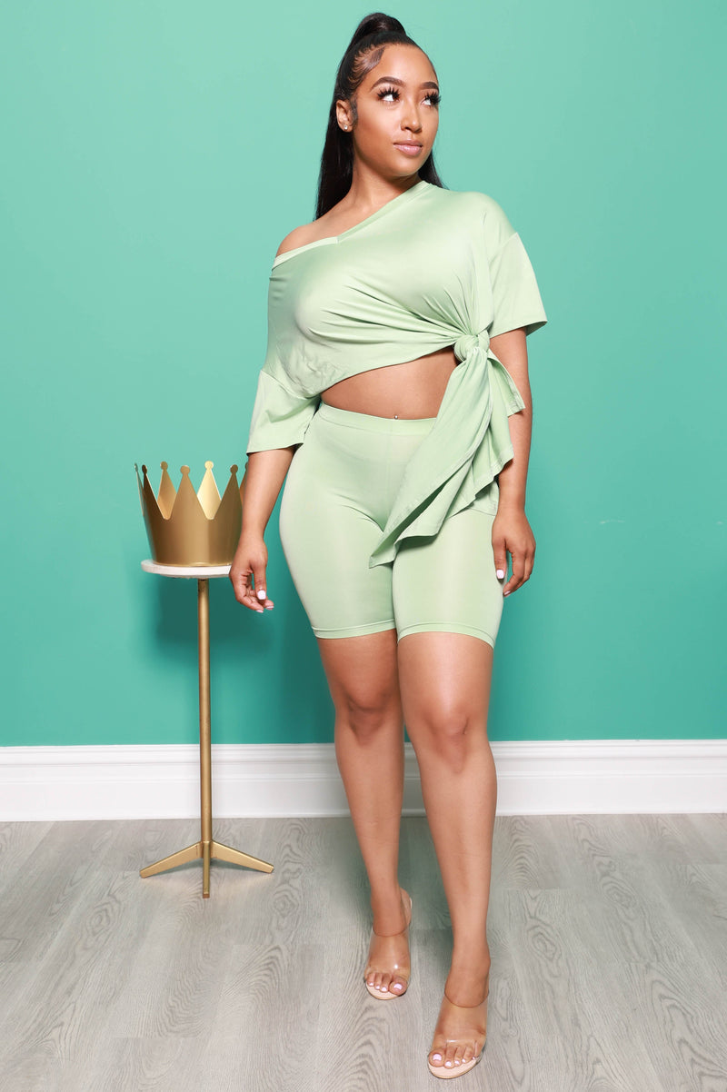 Check the Score V-Neck Biker Set - Seafoam