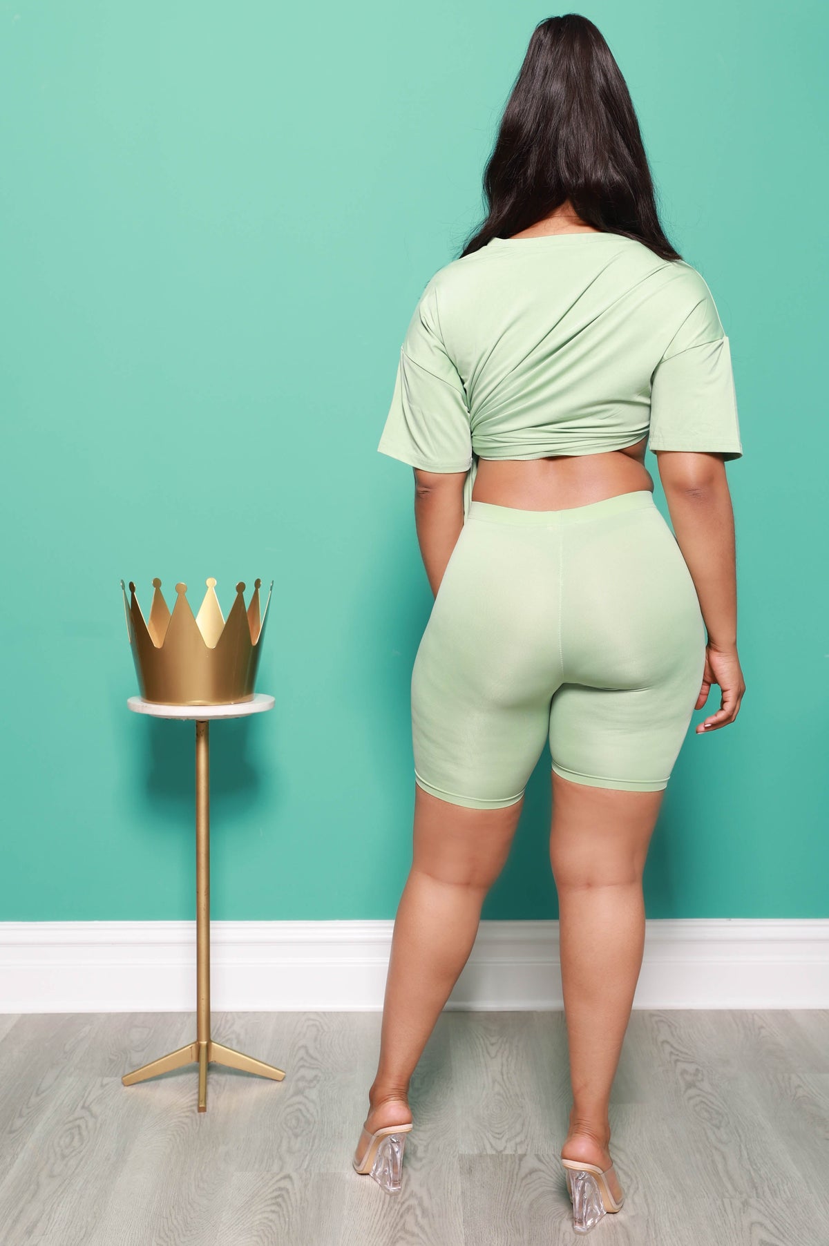 Check the Score V-Neck Biker Set - Seafoam - Swank A Posh