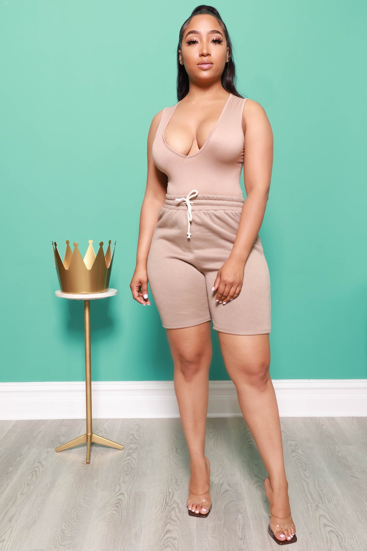 Between Us V-Neck Bodysuit - Mocha - Swank A Posh