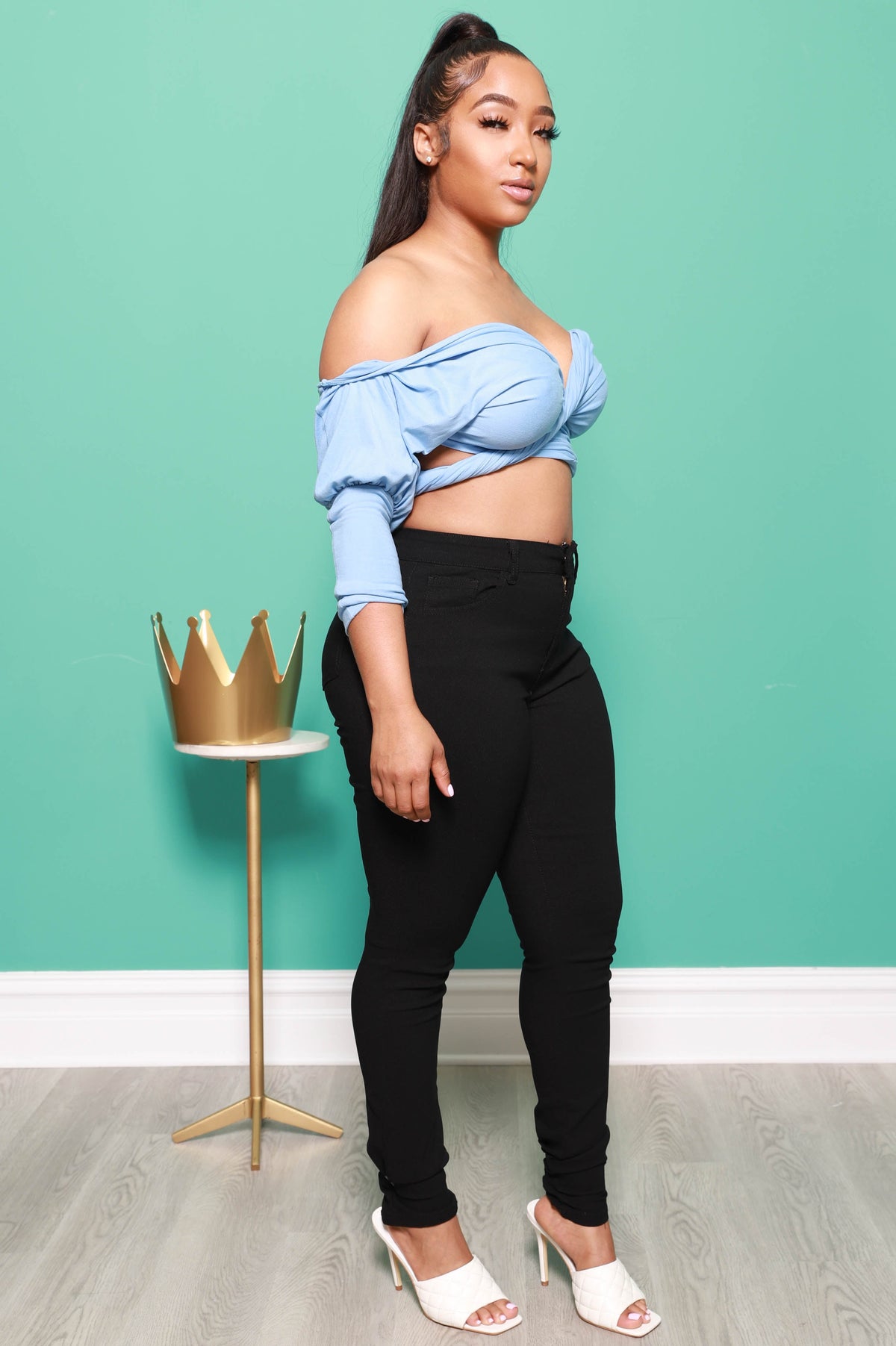 Have It All Multi Way Wrap Shirt - Sky Blue - Swank A Posh