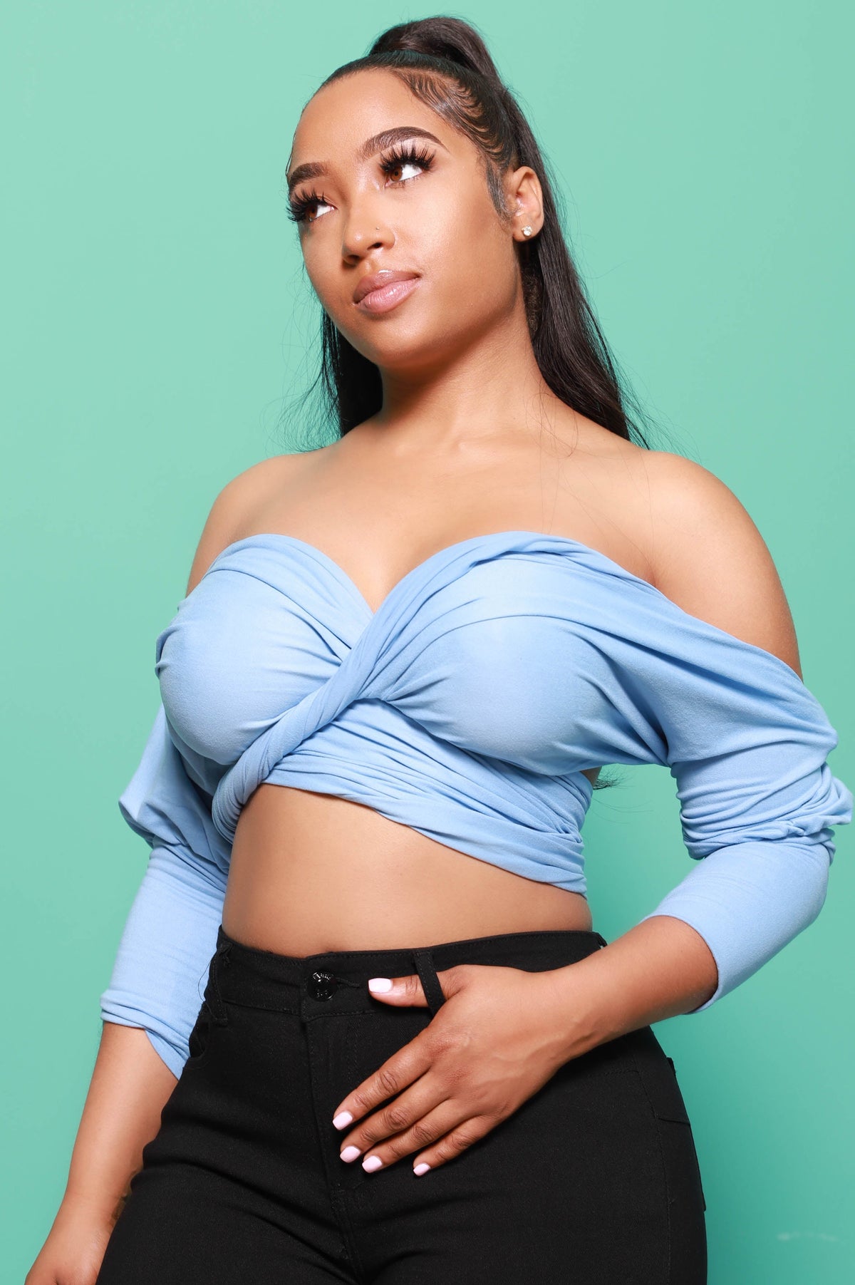 Have It All Multi Way Wrap Shirt - Sky Blue - Swank A Posh