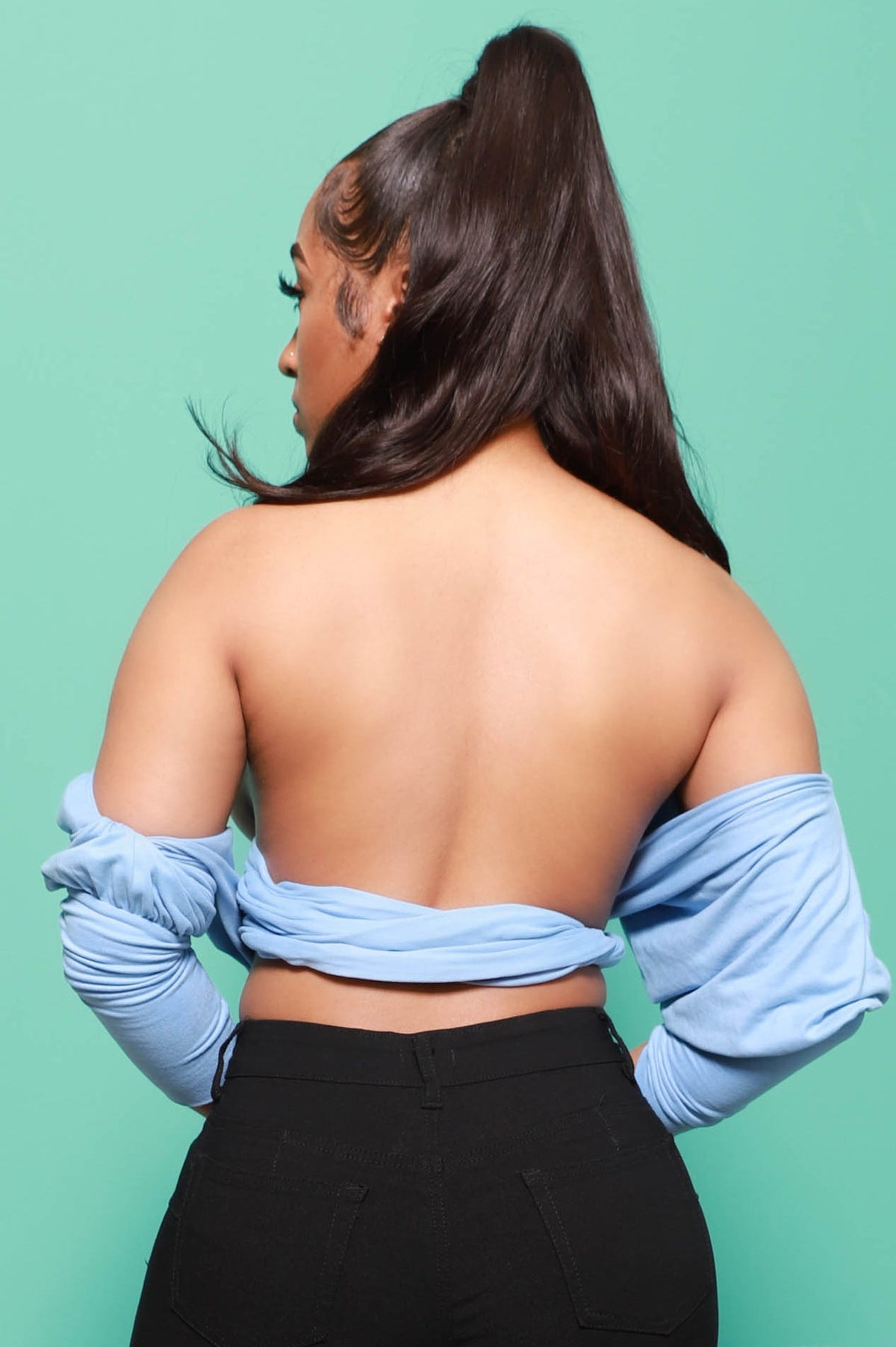 Have It All Multi Way Wrap Shirt - Sky Blue - Swank A Posh