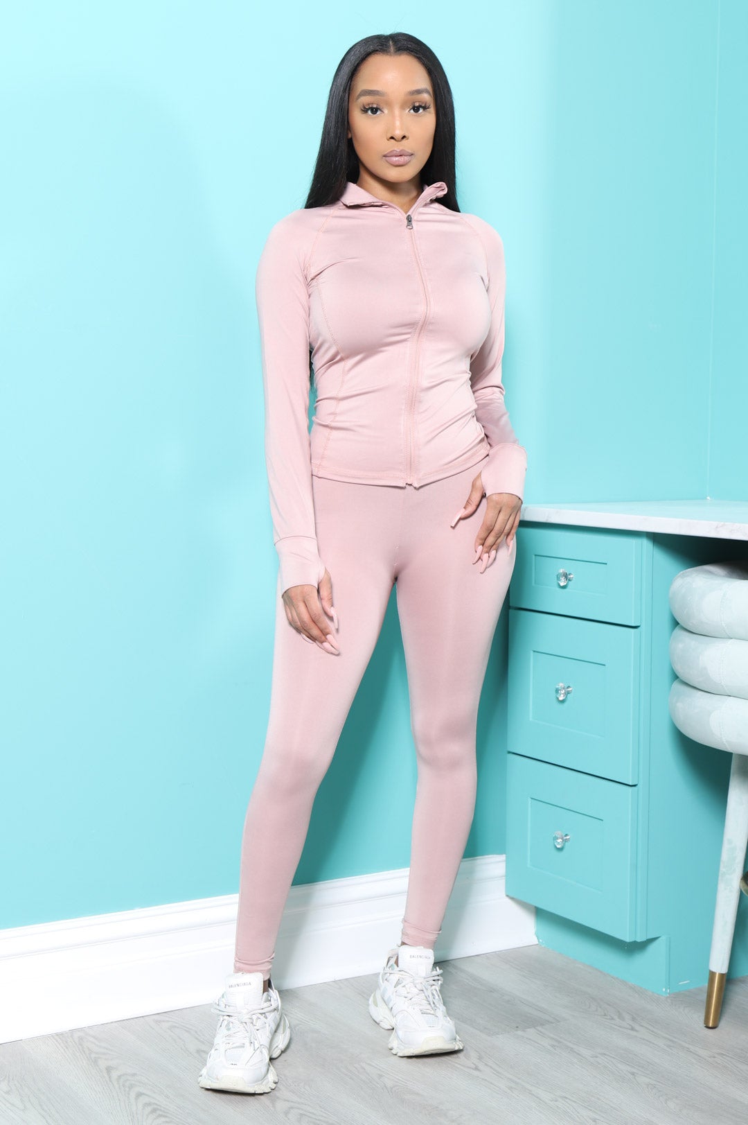 Easy Fit Athletic Set - Dust Pink - Swank A Posh