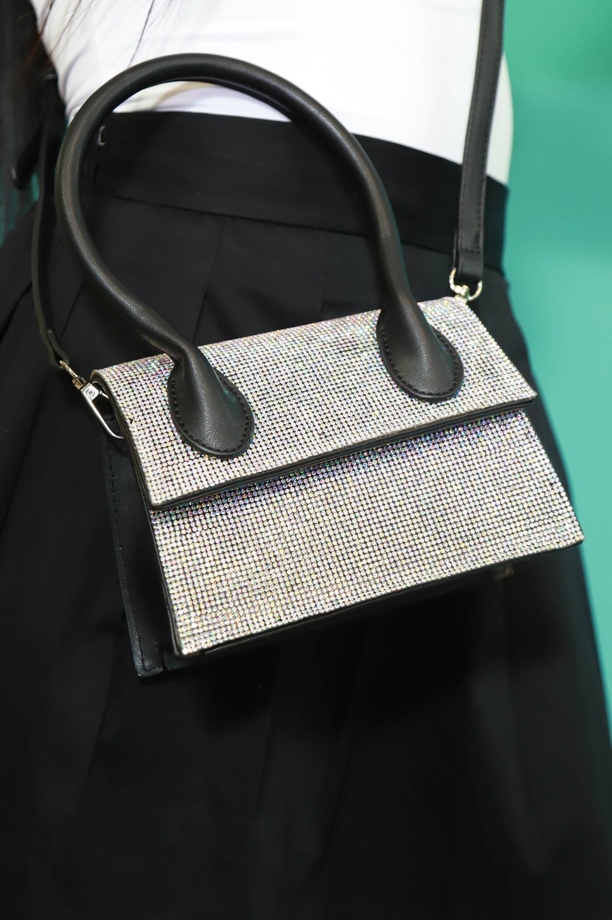 Pure Royalty Rhinestone Purse - Black Multi - Swank A Posh