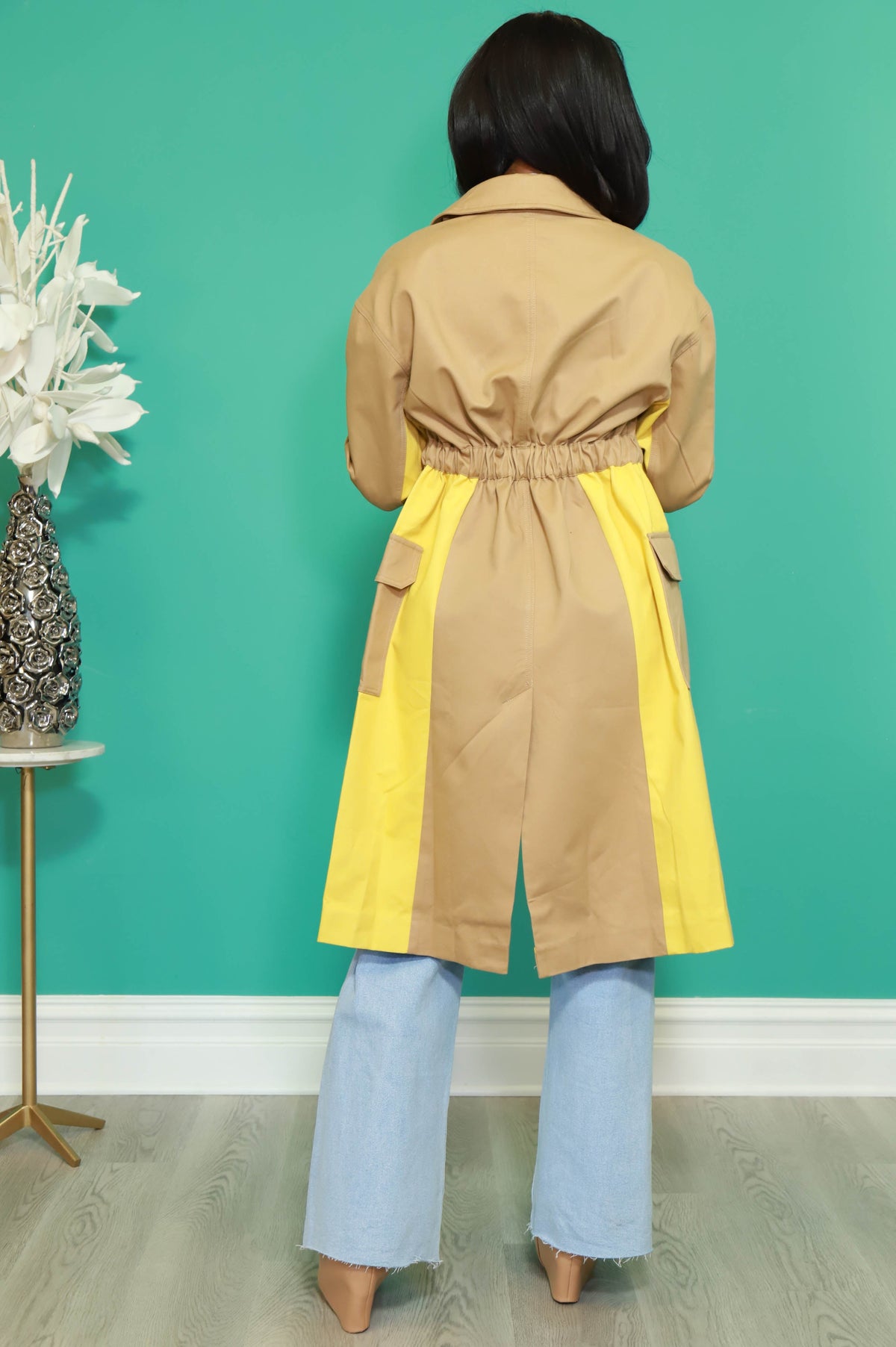 Hide and Seek Colorblock Longline Trench Coat - Swank A Posh