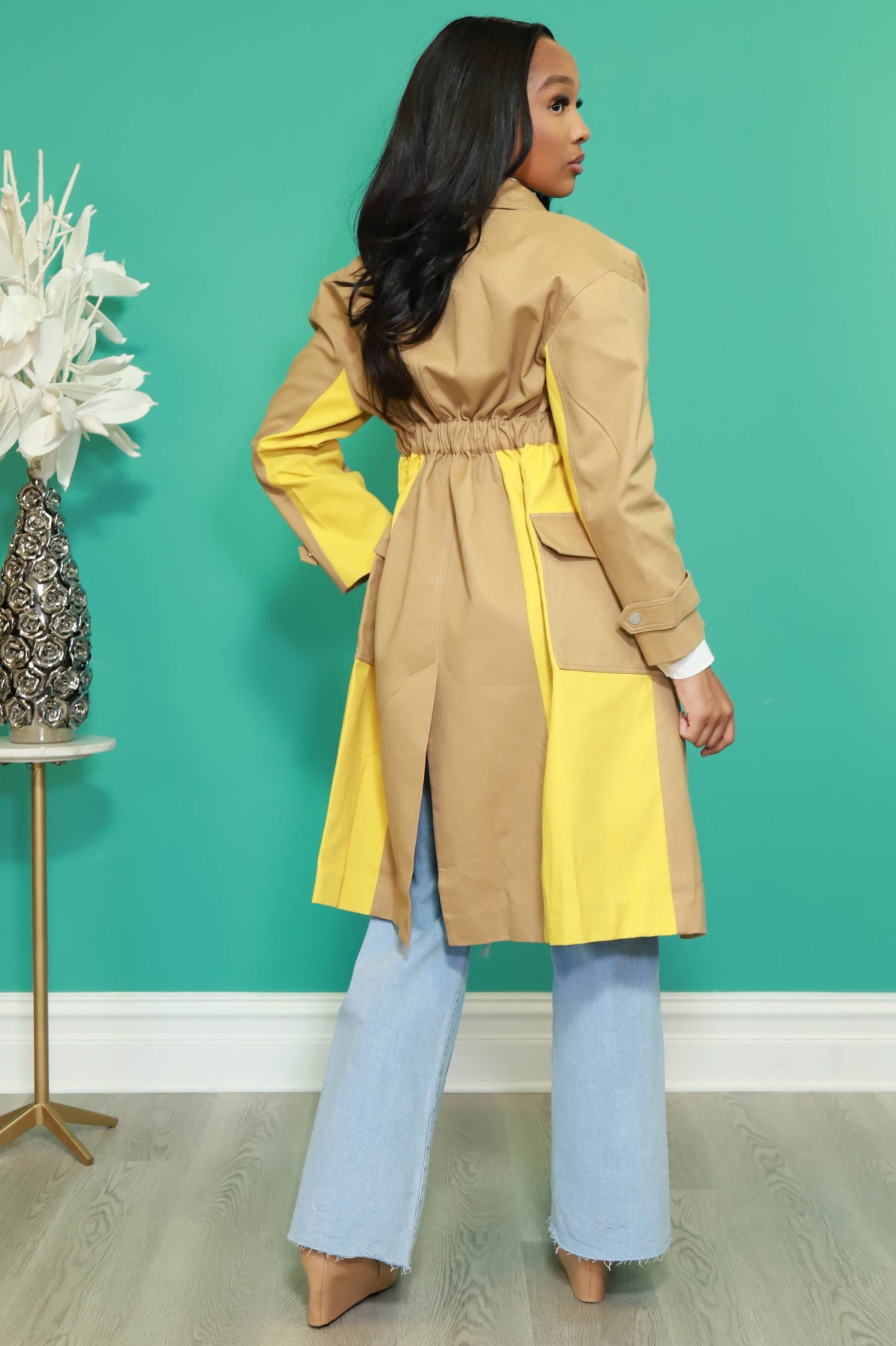 Hide and Seek Colorblock Longline Trench Coat - Swank A Posh