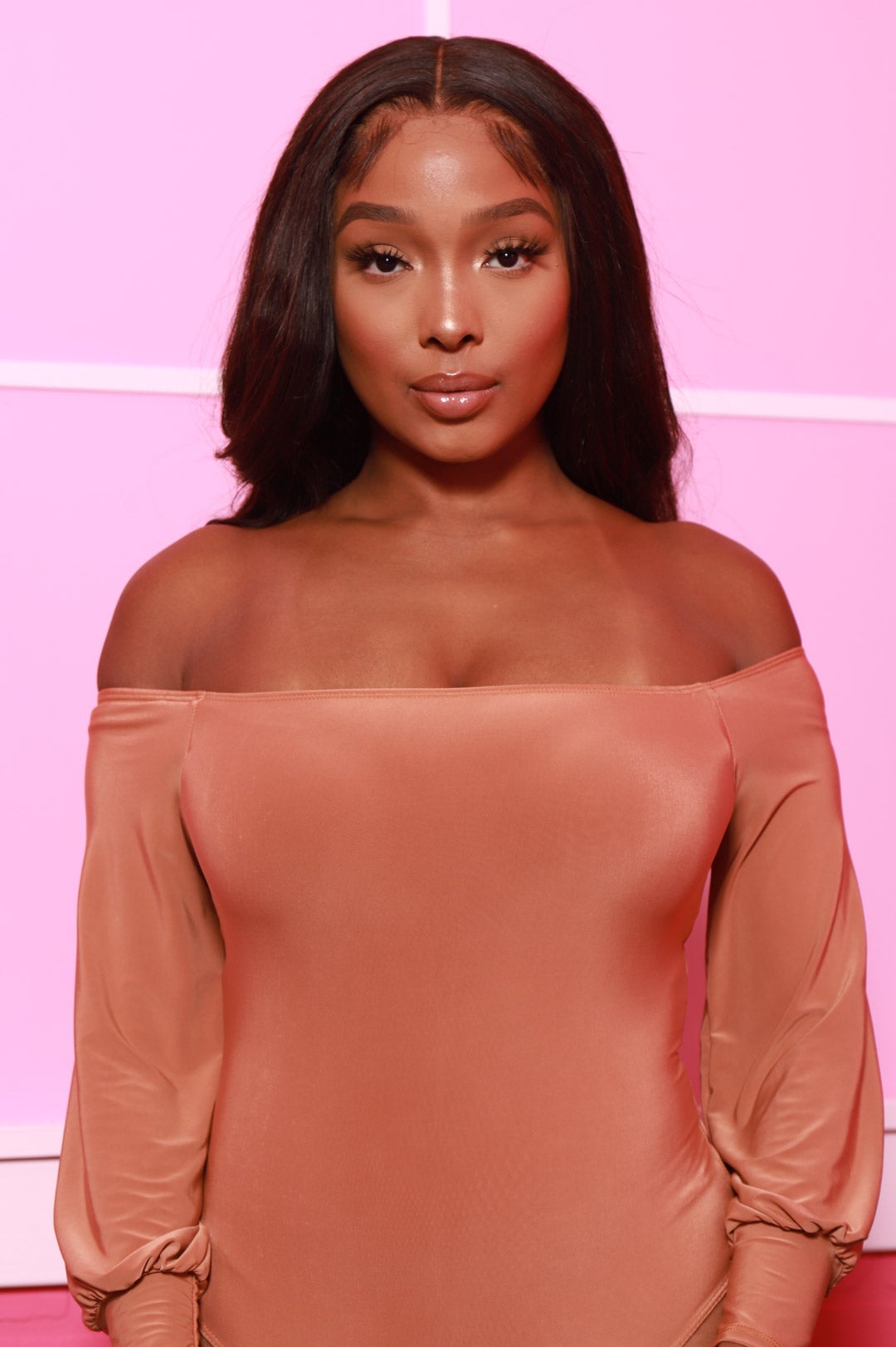 Hazy Off The Shoulder Bodysuit - Clay - Swank A Posh