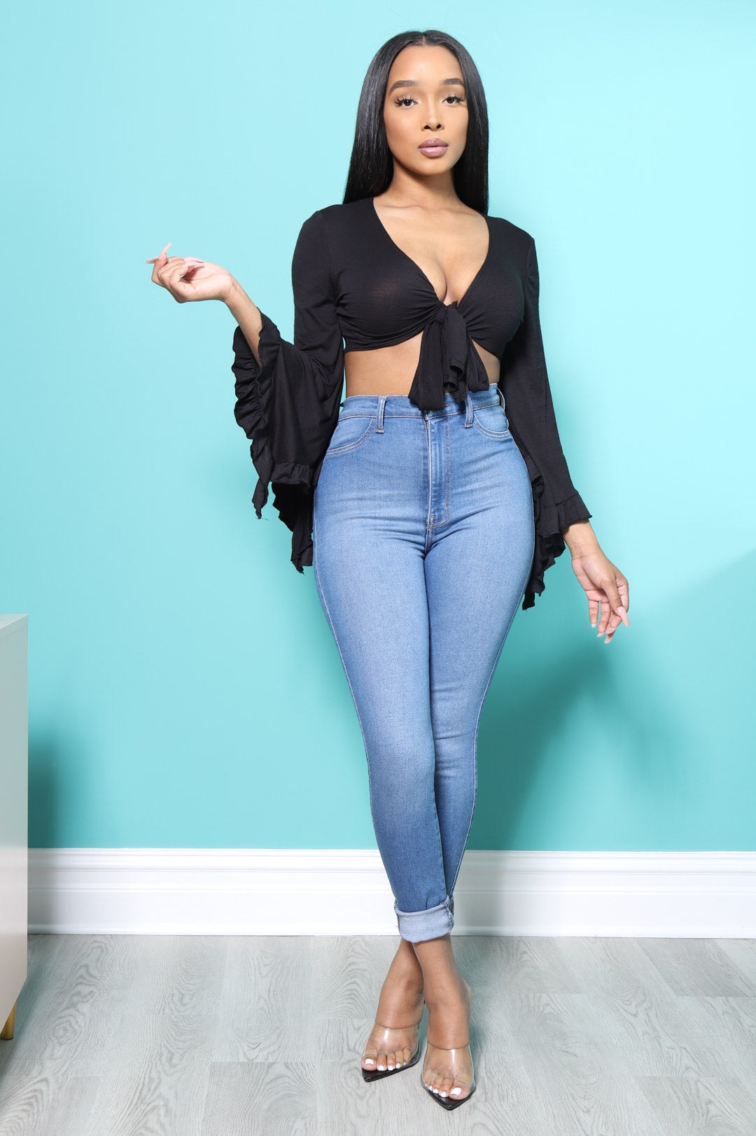 Dipper Classic High Rise Jeans - Mid Wash - Swank A Posh