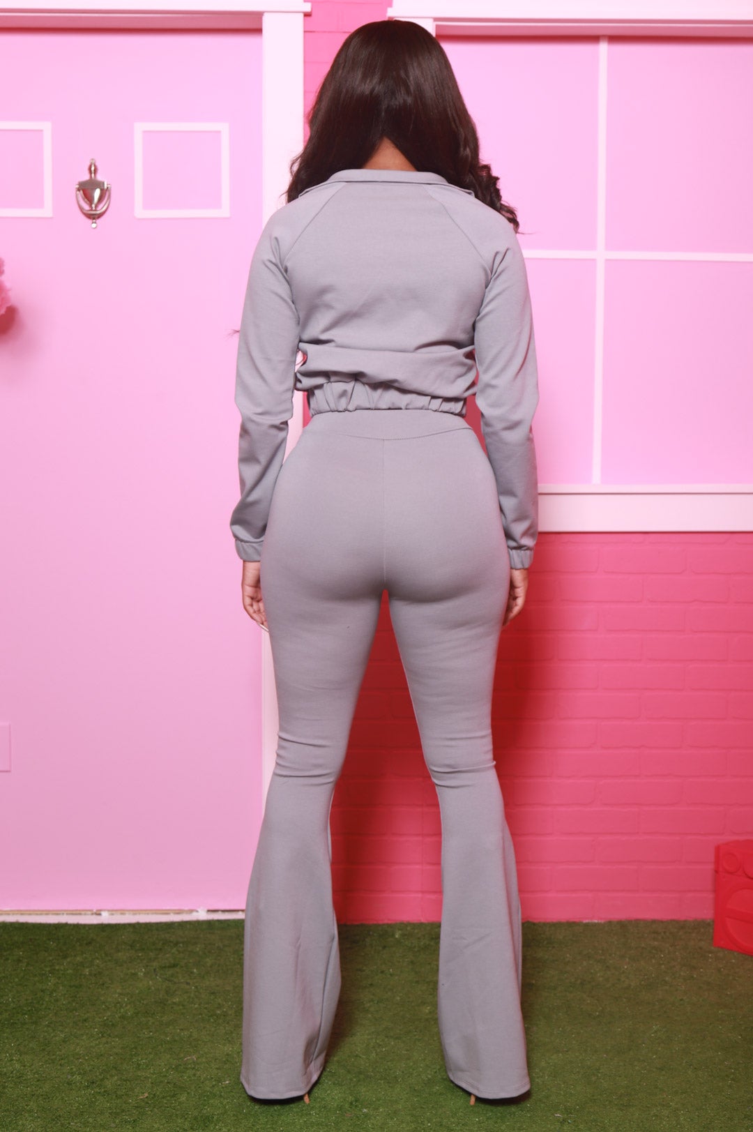 Ready Set Go Flare Tracksuit Set - Smoke - Swank A Posh