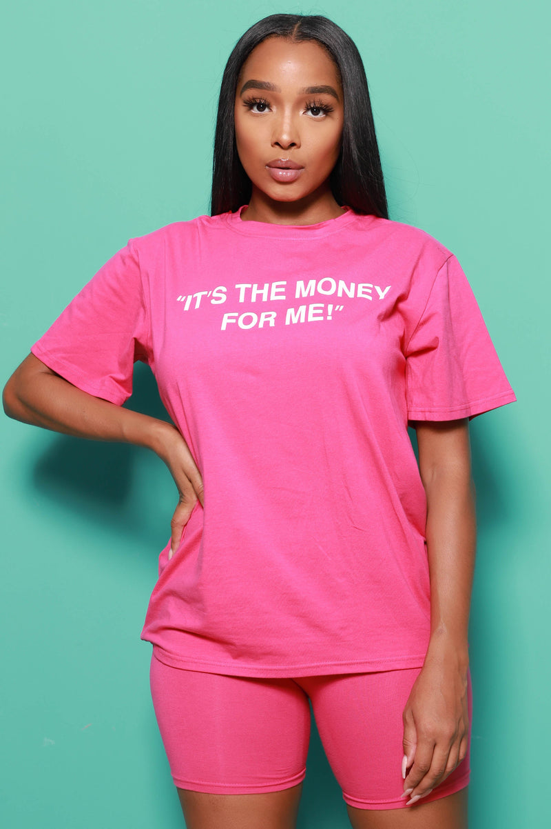 It's The Money For Me Biker Set - Pink