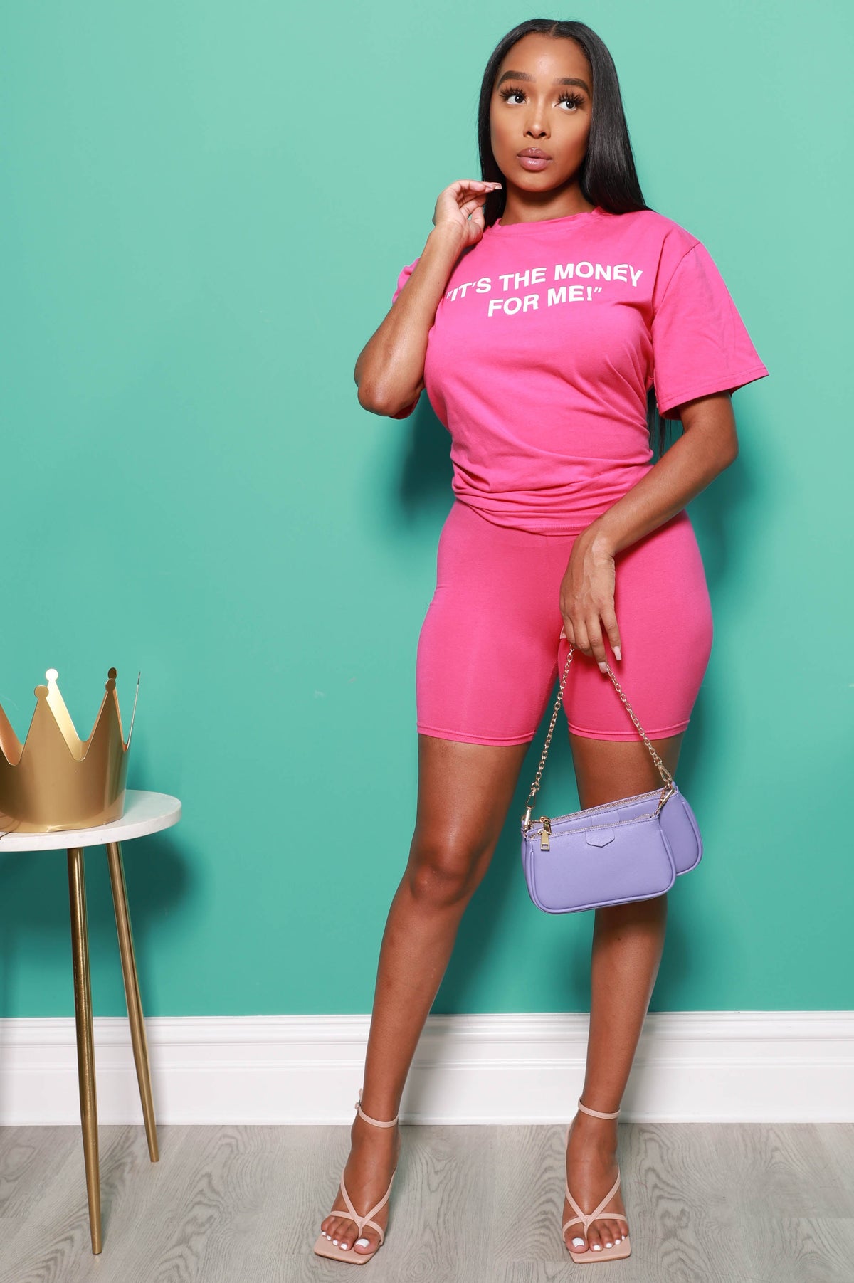 It's The Money For Me Biker Set - Pink - Swank A Posh