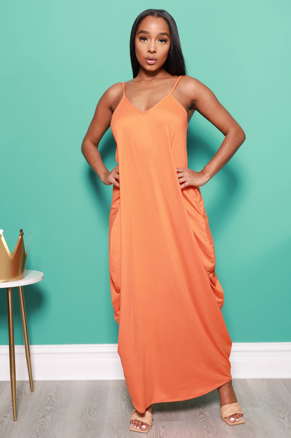 Hey Bestie Oversized Maxi Dress - Orange - Swank A Posh