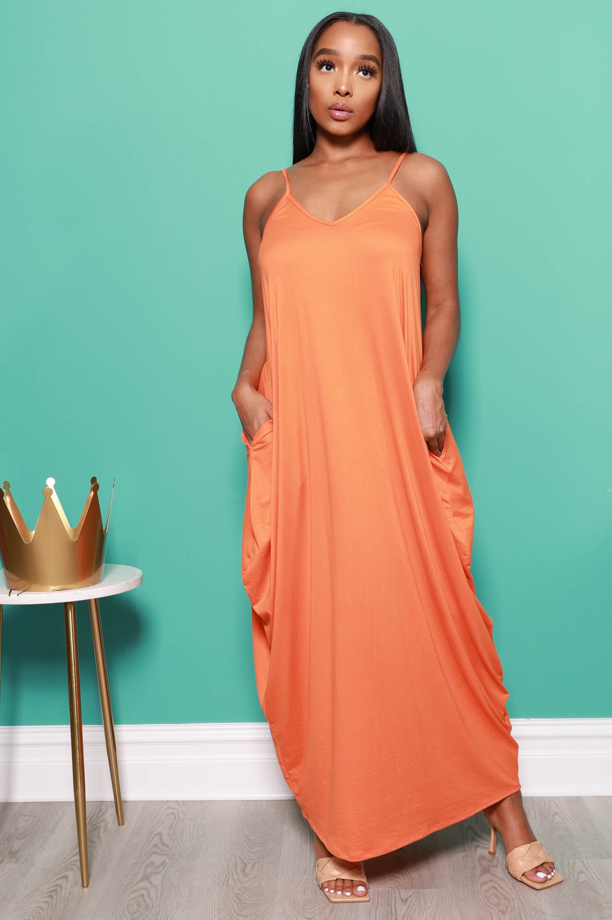 Hey Bestie Oversized Maxi Dress - Orange - Swank A Posh