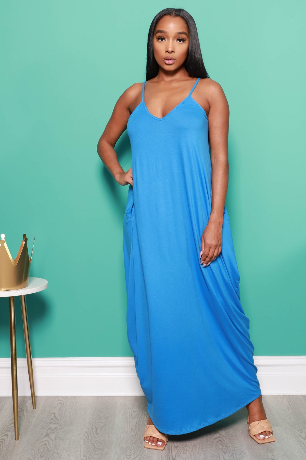 Hey Bestie Oversized Maxi Dress - Ocean Blue - Swank A Posh