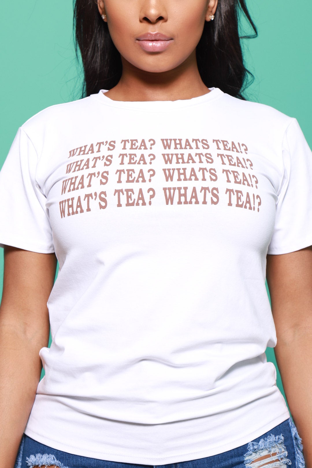 What&#39;s Tea? Printed T-Shirt - White - Swank A Posh