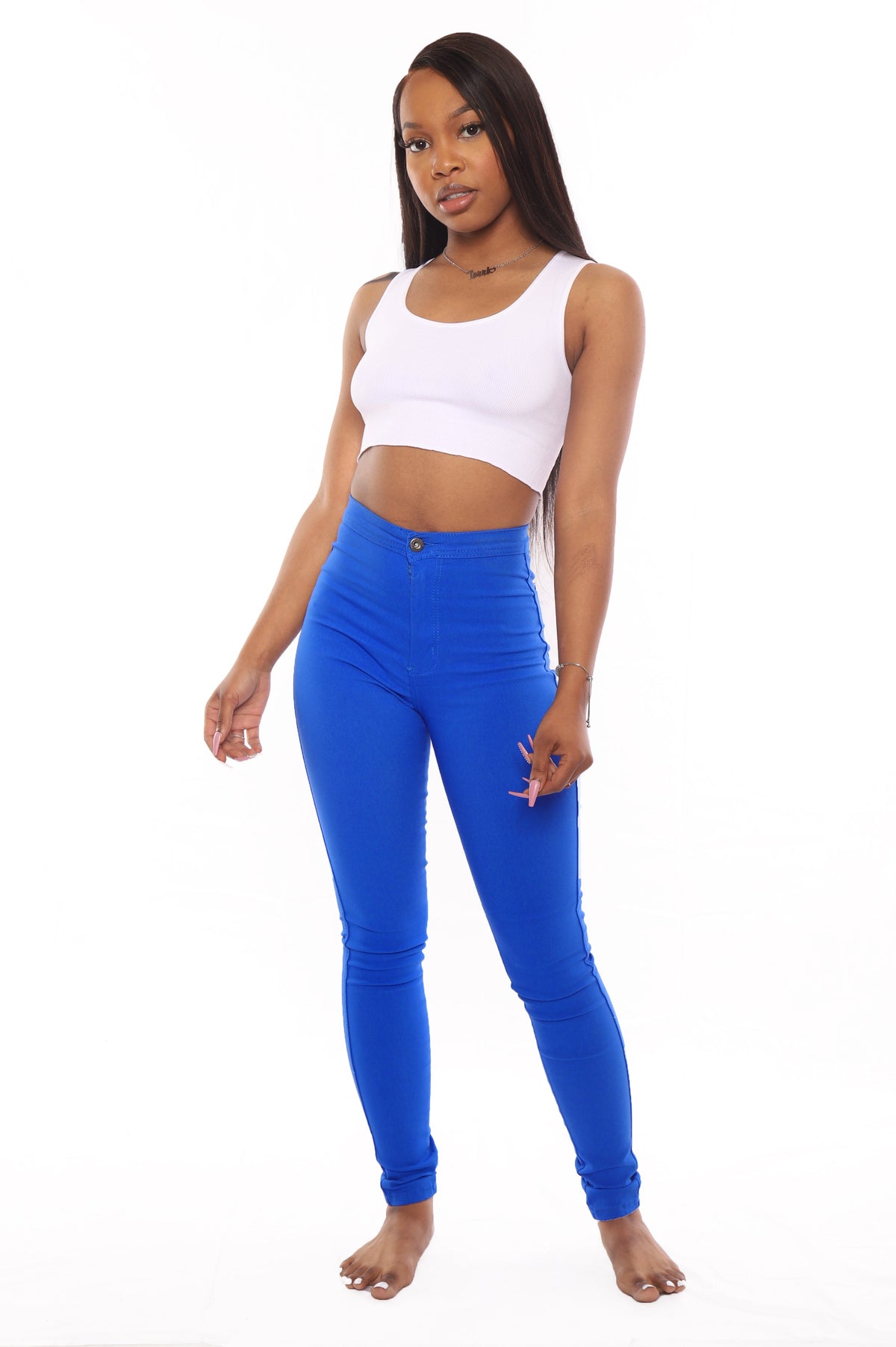 SuperGa High Waist Stretchy Jeans - Royal Blue - Swank A Posh