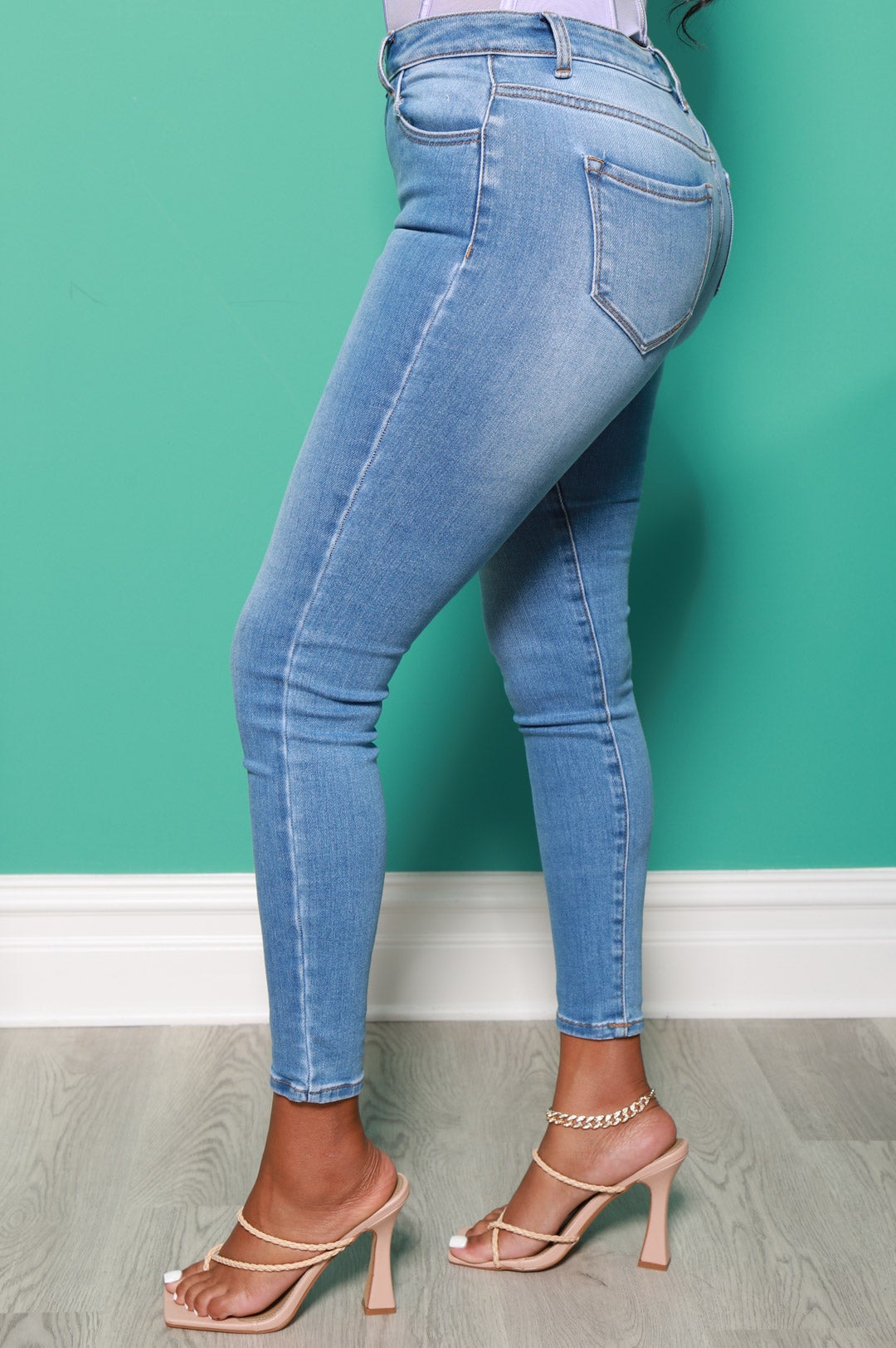 Insider Mid Rise Jeans - Light Wash - Swank A Posh