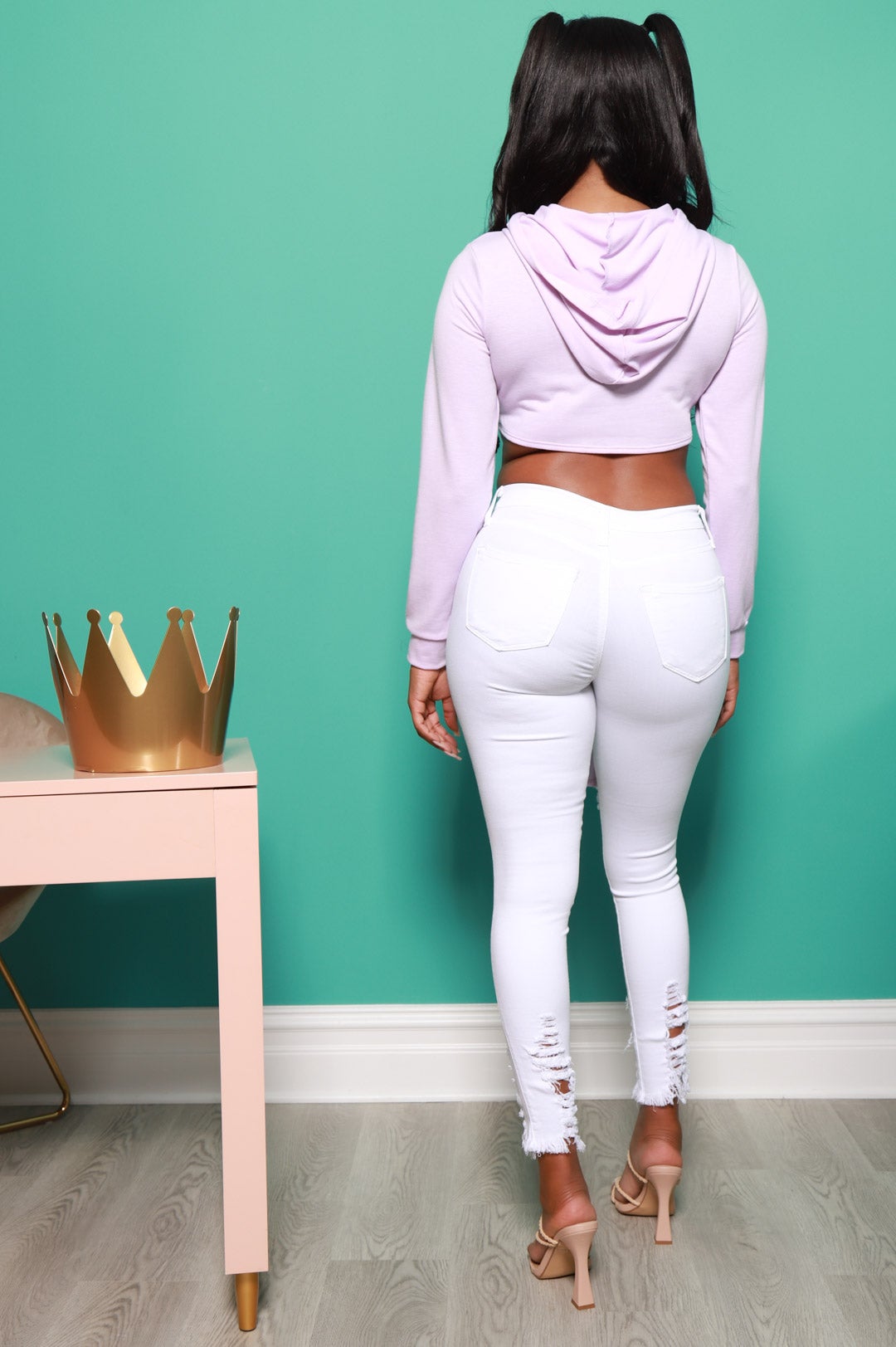 The Set Up Cropped Asymmetric Hoodie - Cloud Lavender - Swank A Posh