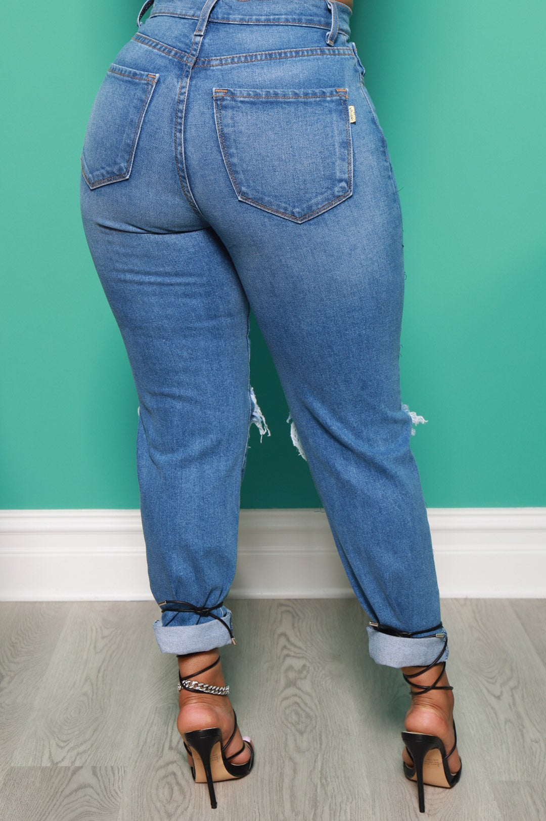 Non Stop High Rise Distressed Mom Jeans - Swank A Posh