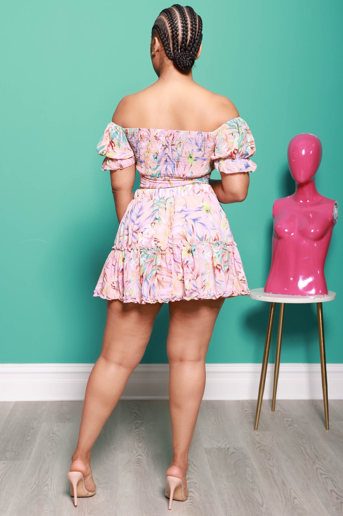 Summer Romance Floral Skirt Set - Blush - Swank A Posh