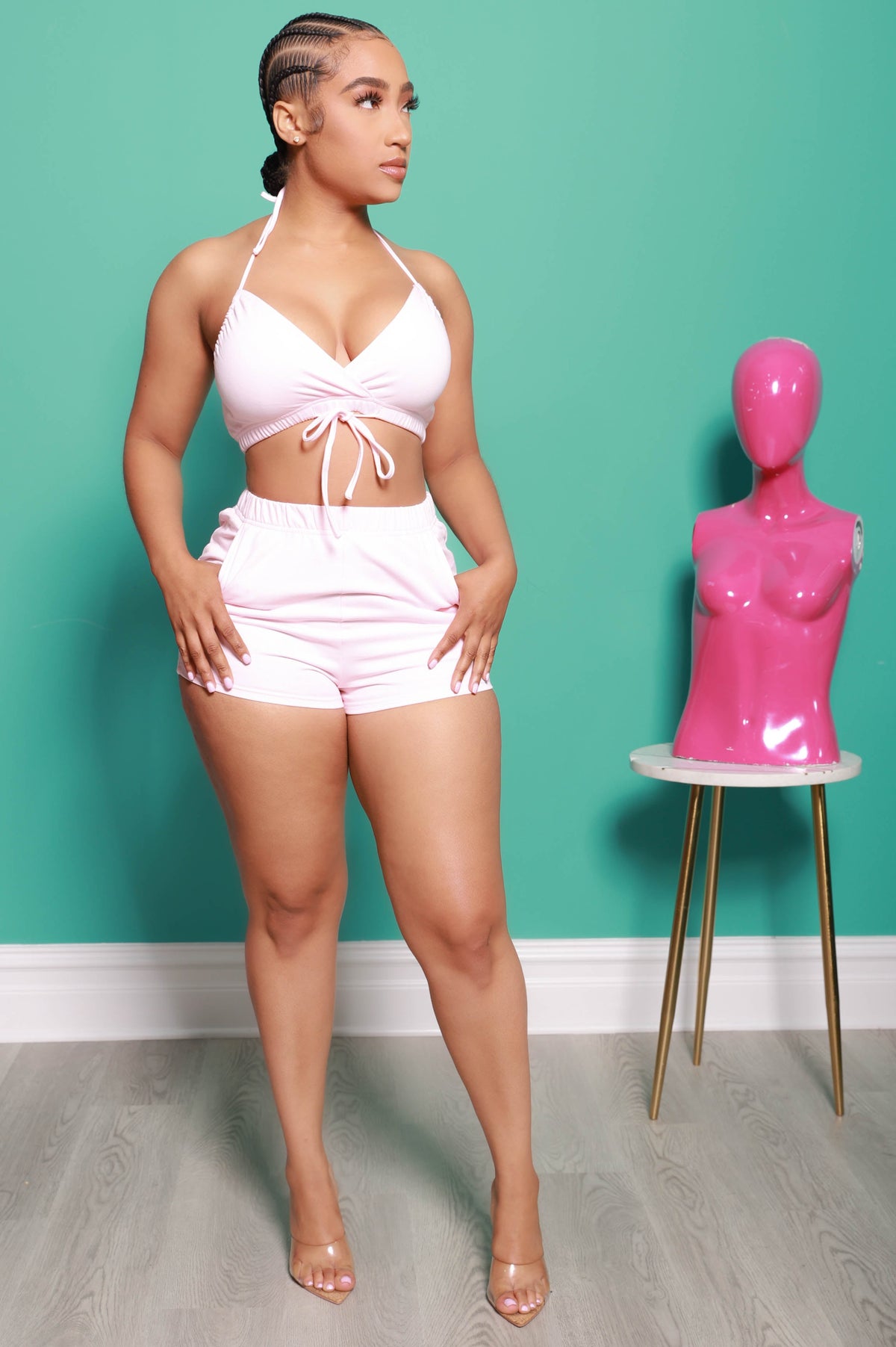 Dare to Bare Short Set - Pink - Swank A Posh