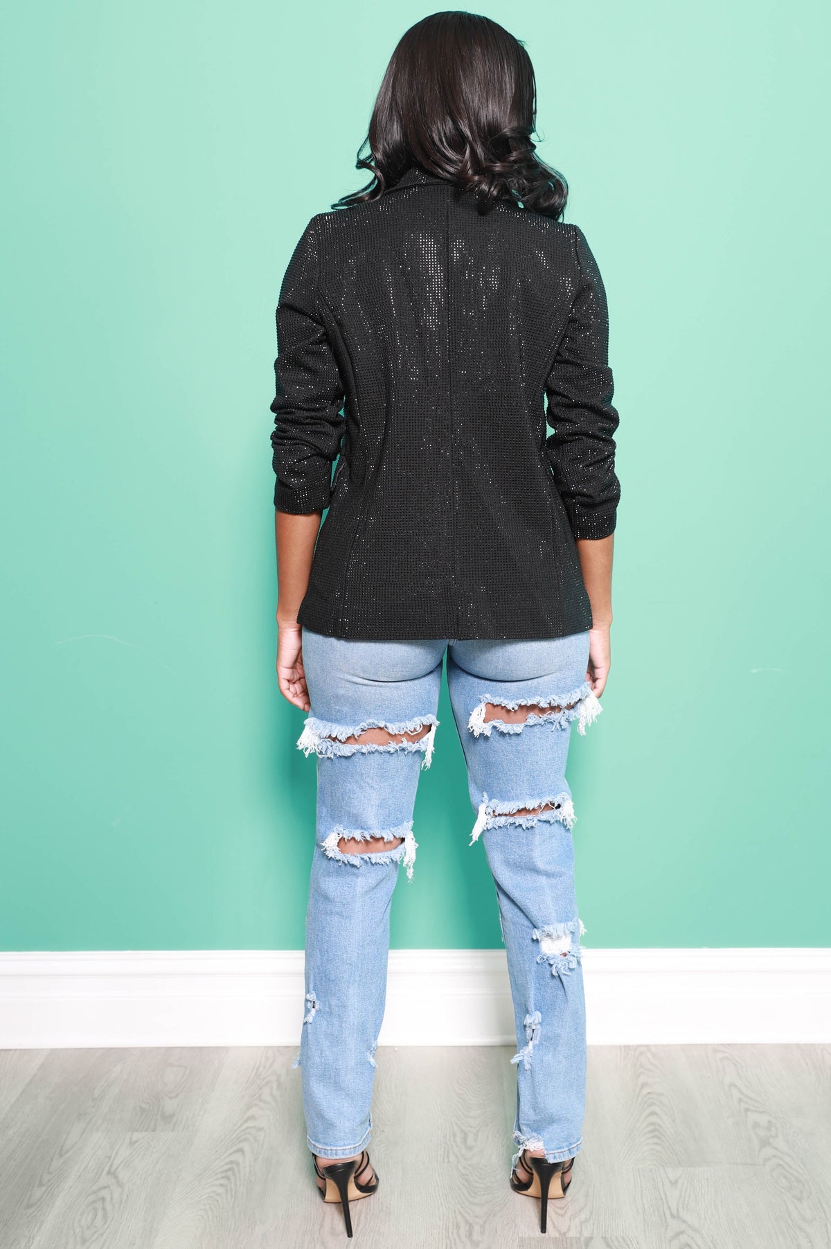 Party Starter Rhinestone Blazer - Black - Swank A Posh