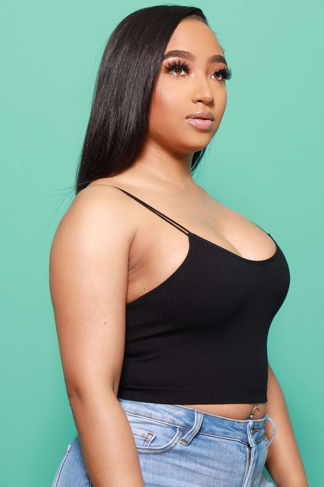 My Rules Cropped Ribbed Tank - Black - Swank A Posh