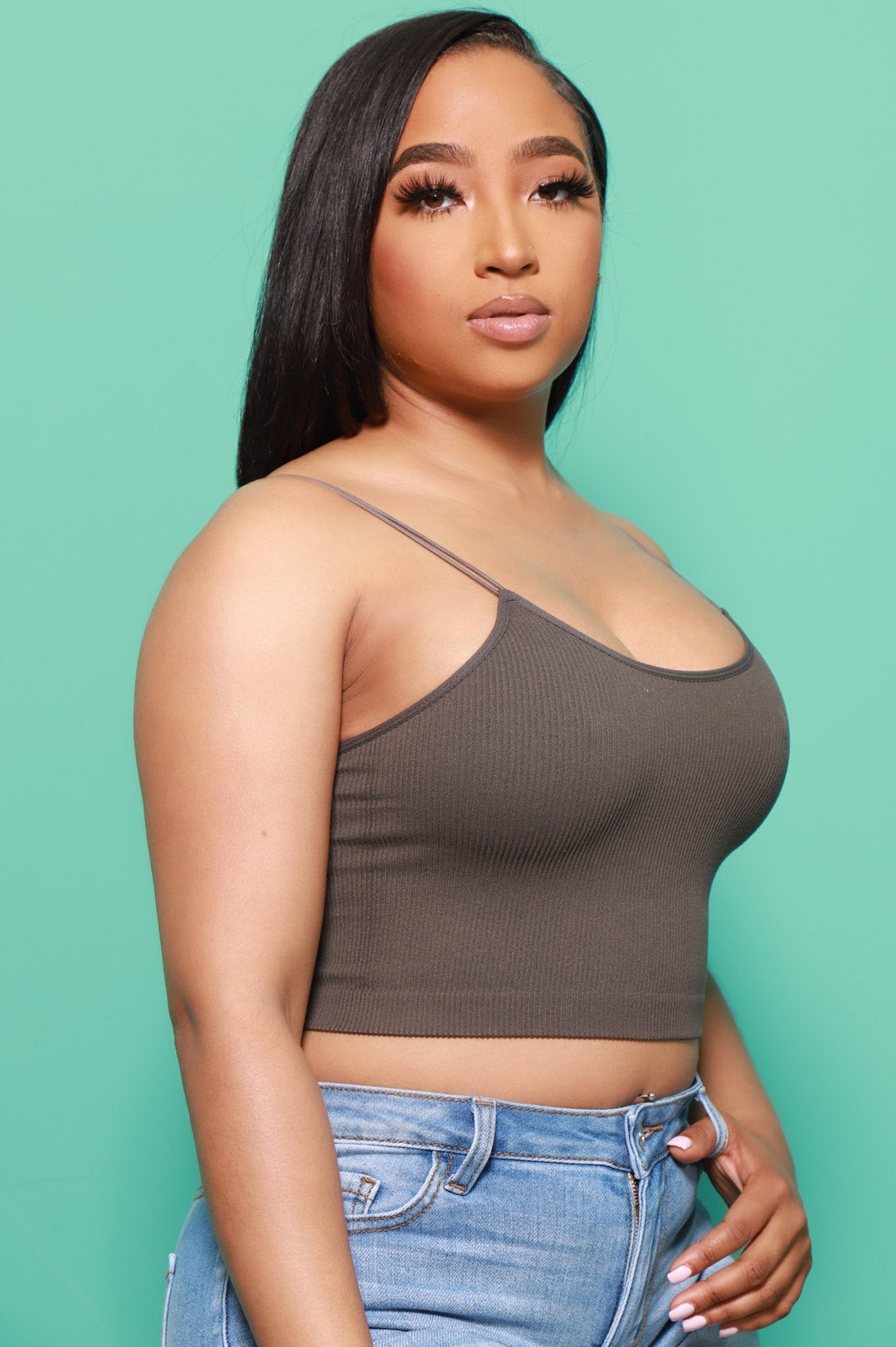 My Rules Cropped Ribbed Tank - Ash Grey - Swank A Posh