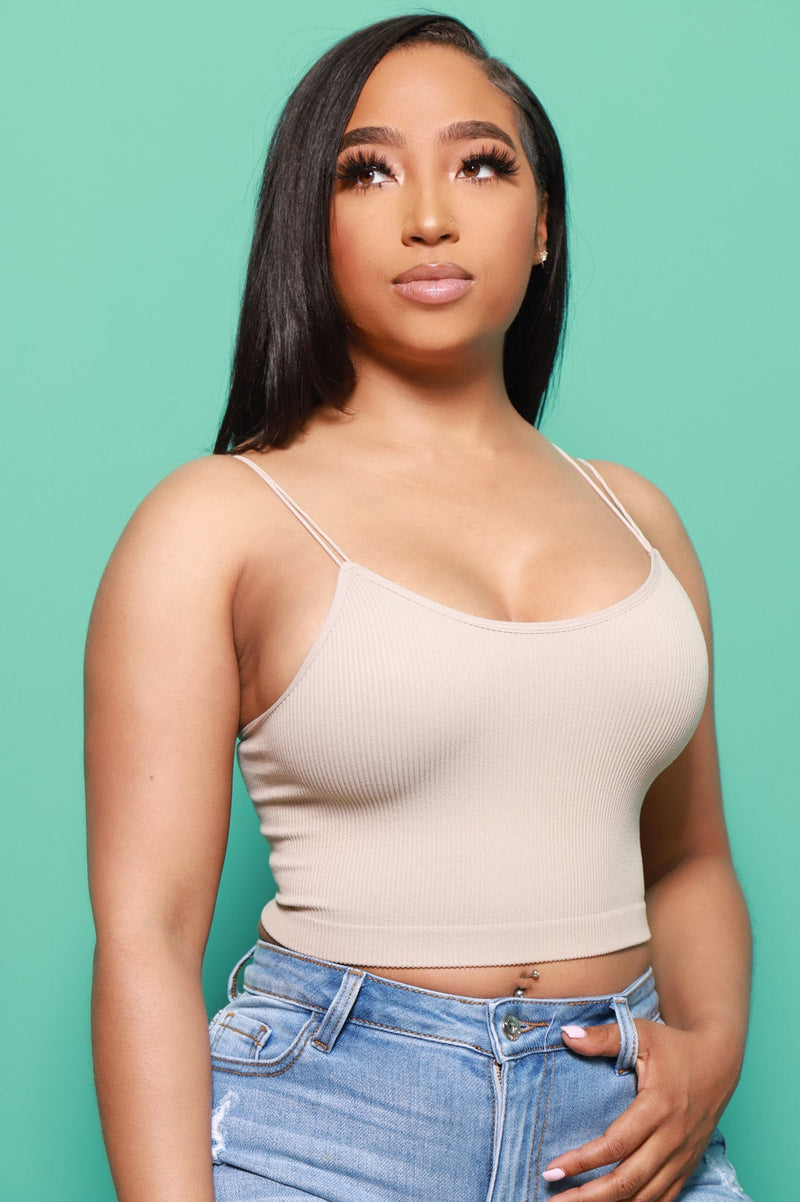 My Rules Cropped Ribbed Tank - Ash Mocha