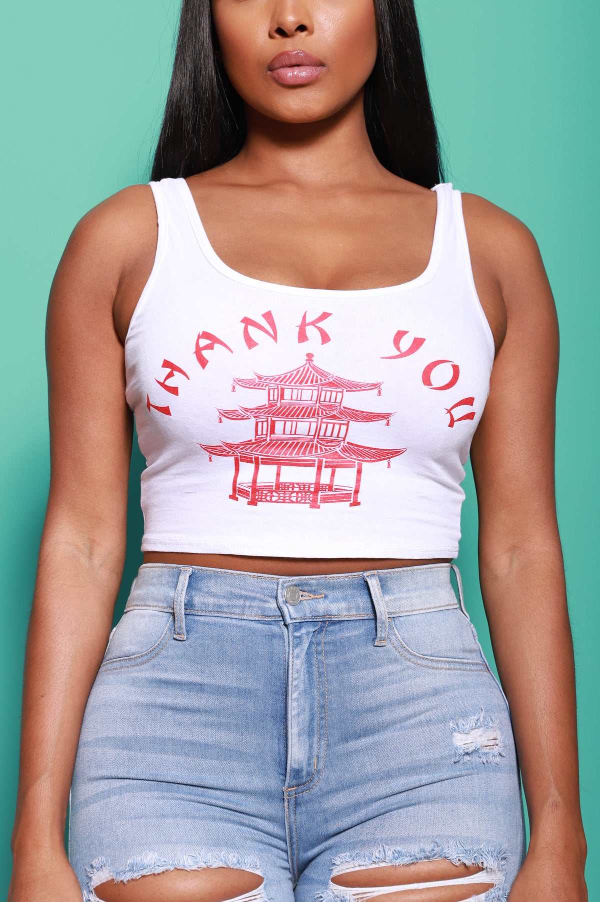 Take Me Out Printed Tank Top - White - Swank A Posh