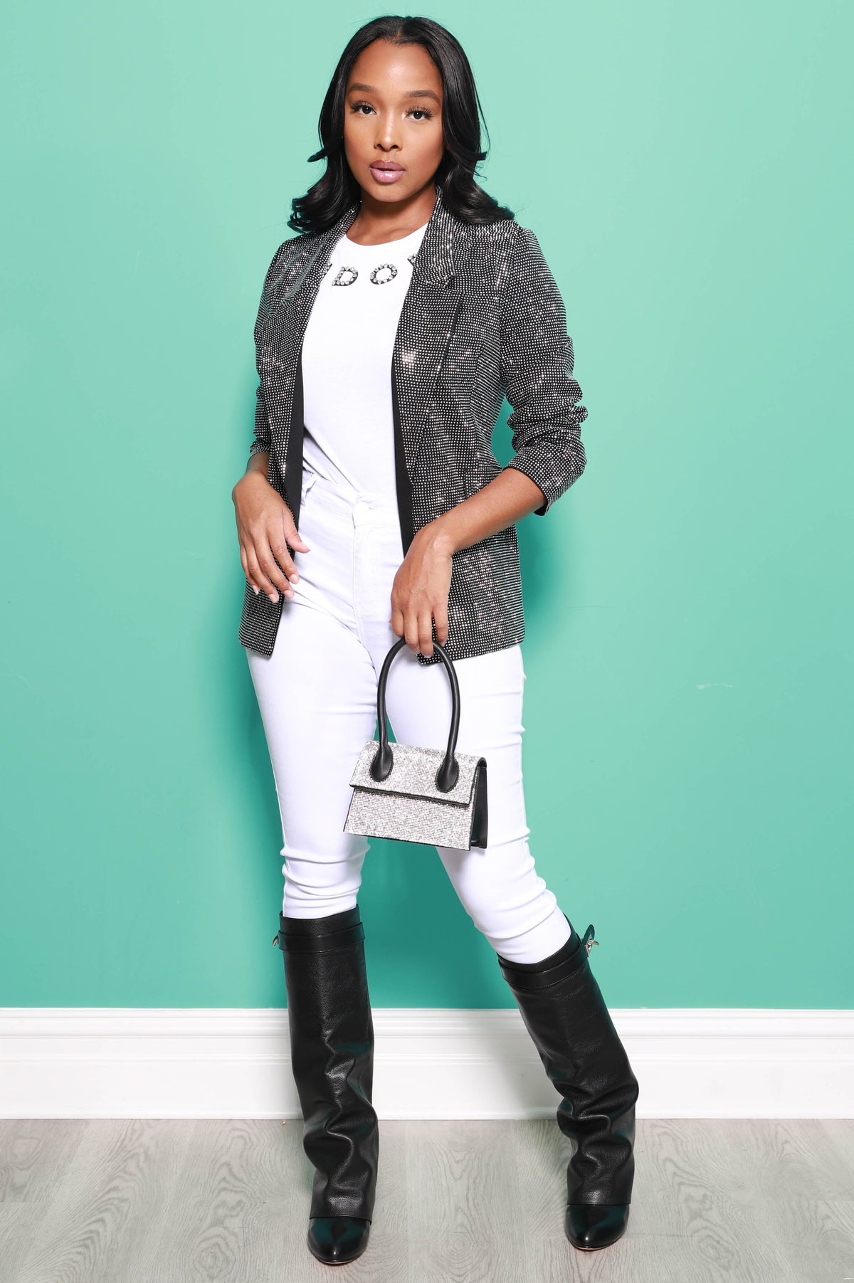 J-Adore Rhinestone Studded T-Shirt - White - Swank A Posh