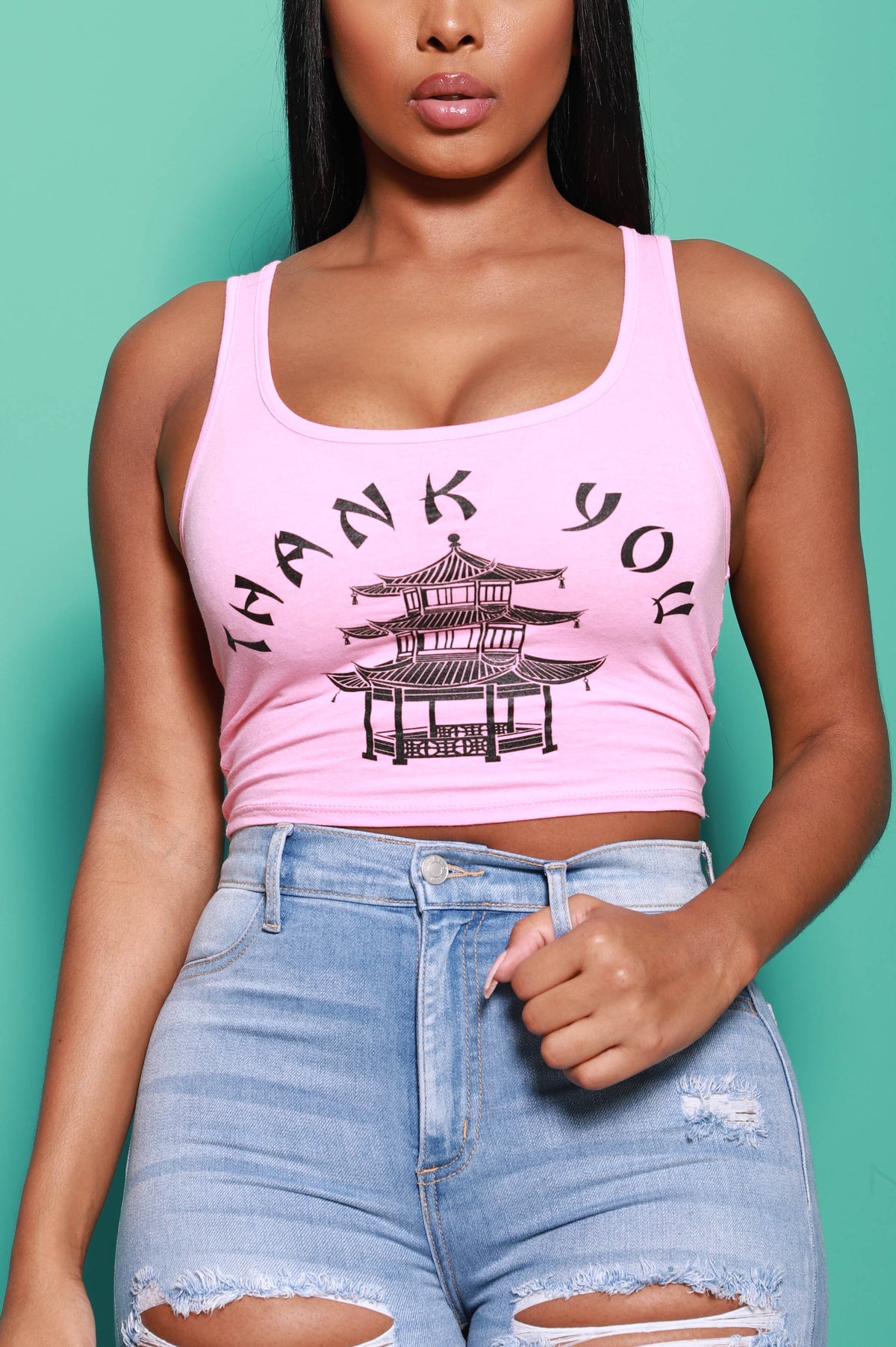 Take Me Out Printed Tank Top - Pink - Swank A Posh