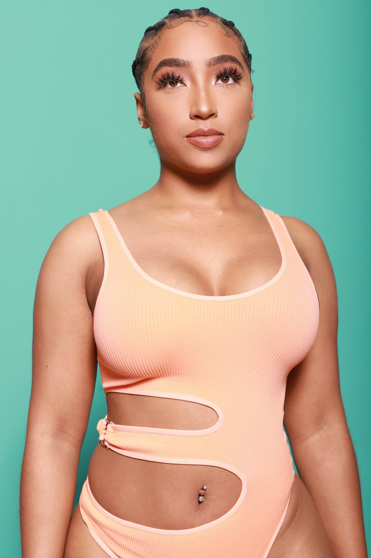 No Wonder Cut Out Seamless Bodysuit - Apricot - Swank A Posh