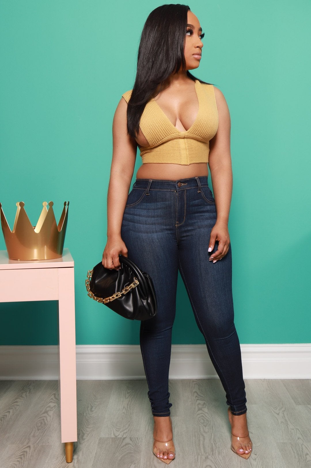 Scope High Rise Stretchy Jeans - Dark Wash - Swank A Posh