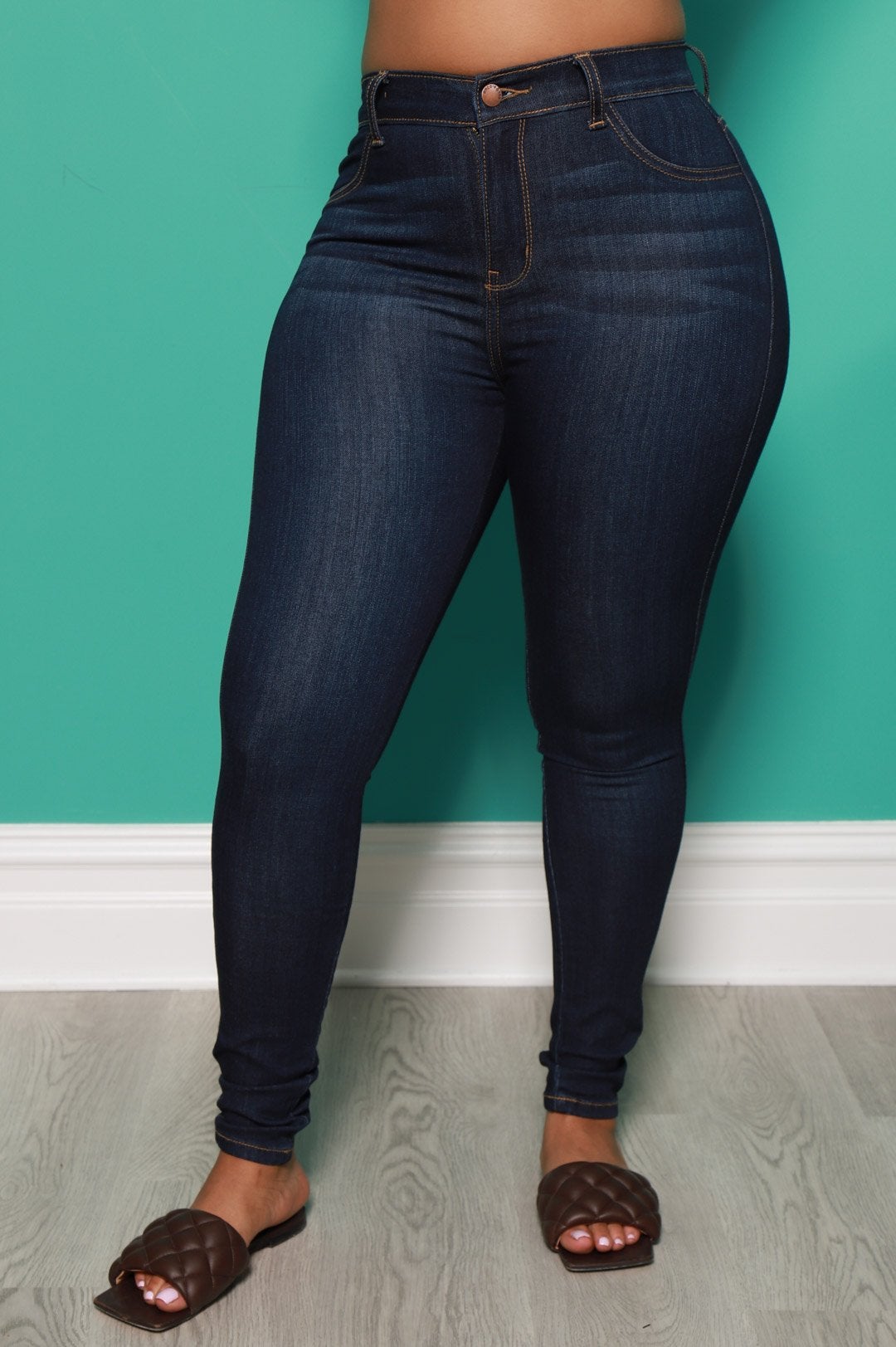 Scope High Rise Stretchy Jeans - Dark Wash - Swank A Posh