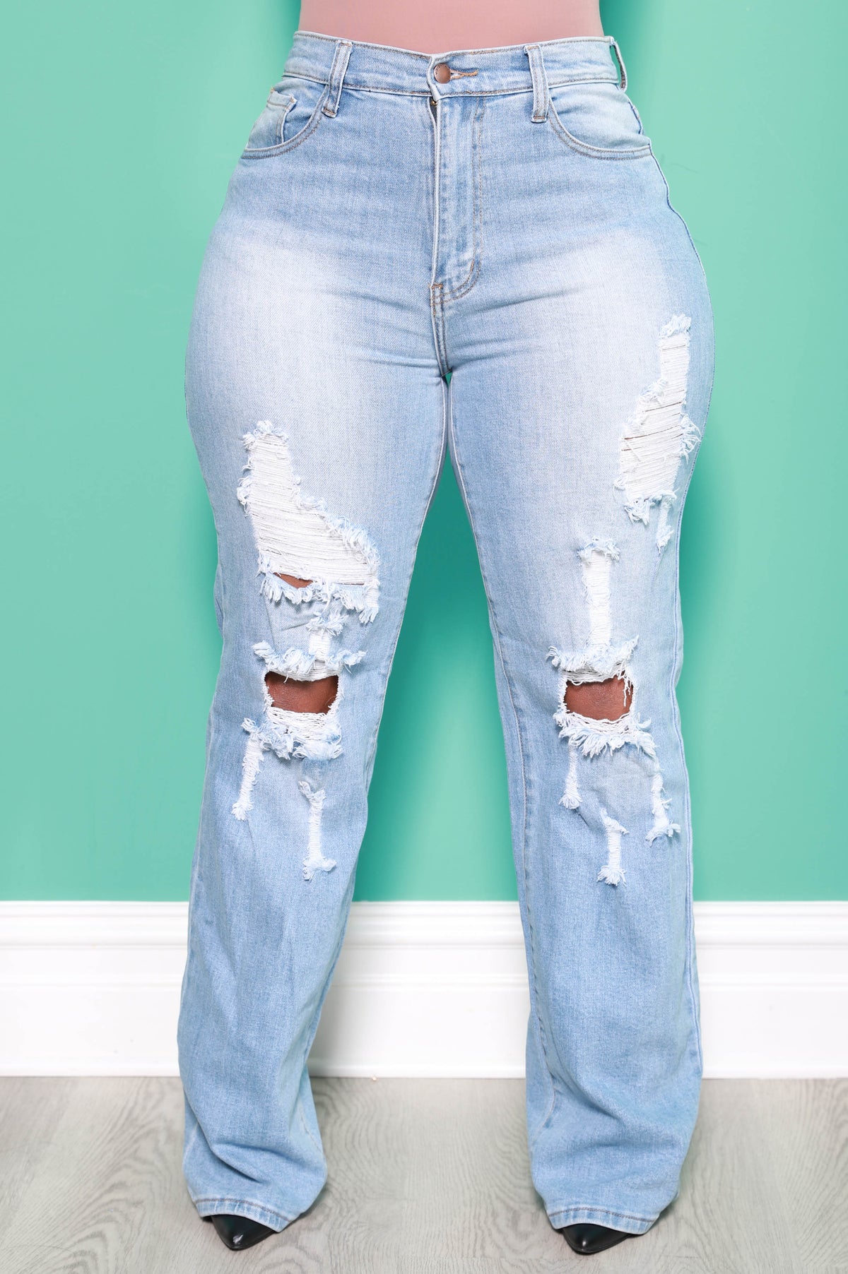 Breaking Hearts High Waist Distressed Mom Jeans - Medium Wash - Swank A Posh