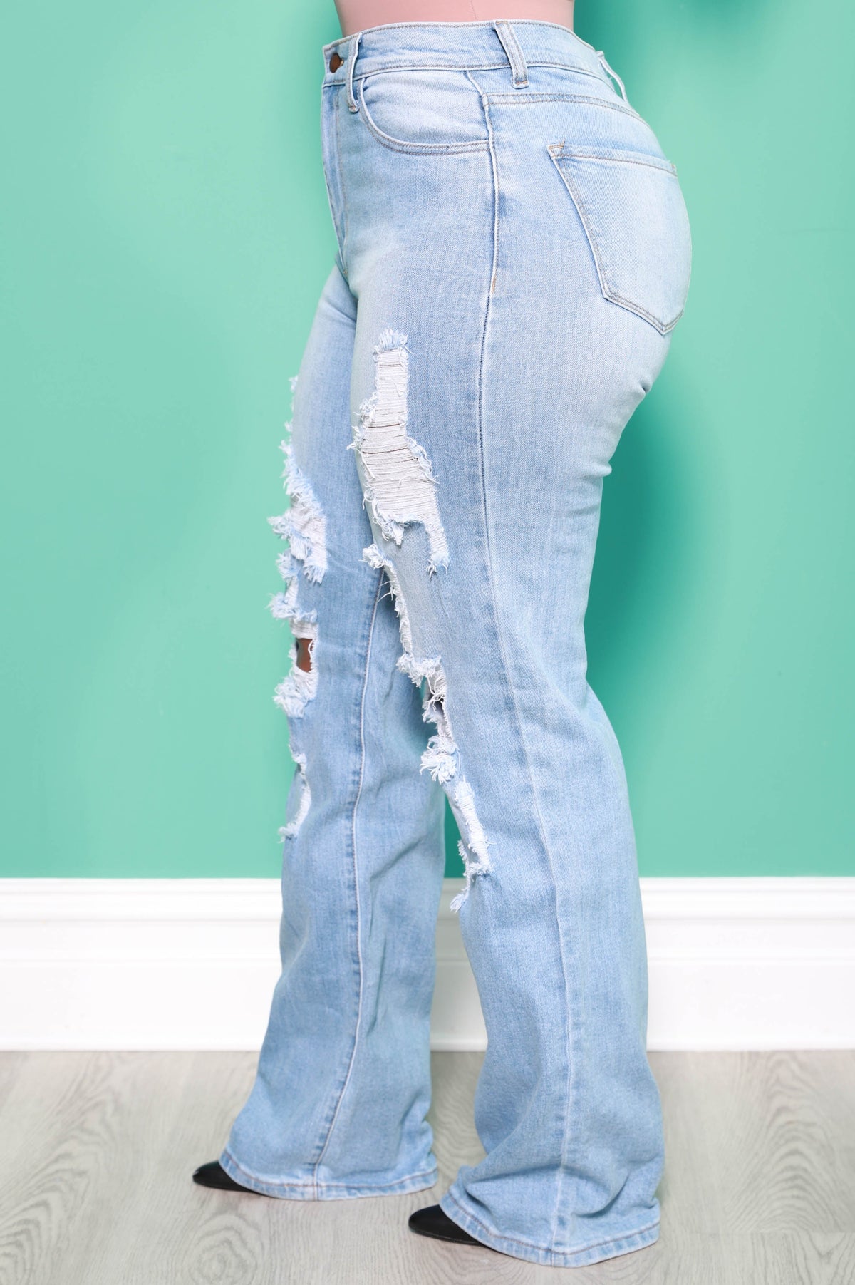 Breaking Hearts High Waist Distressed Mom Jeans - Medium Wash - Swank A Posh