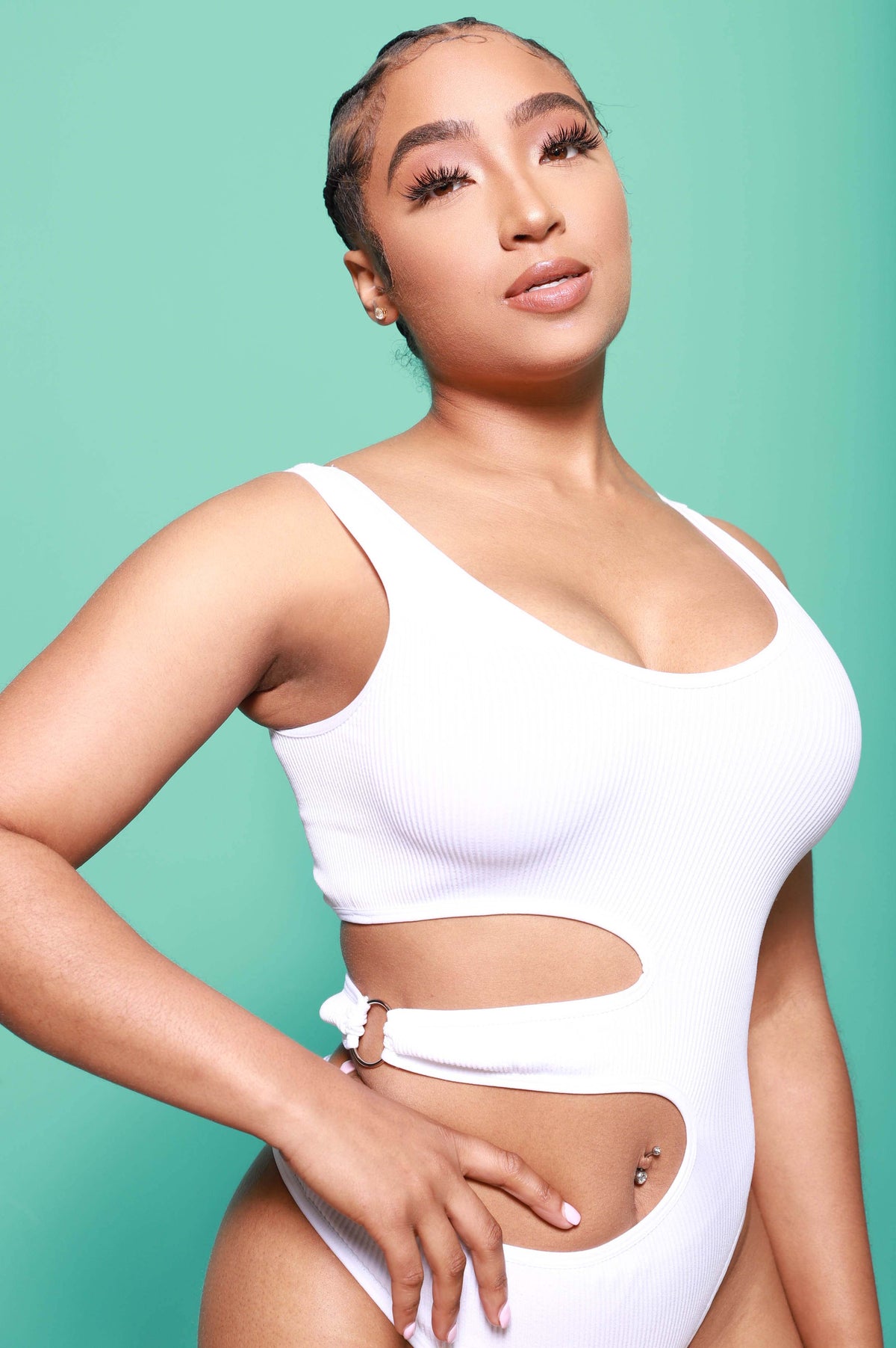 No Wonder Cut Out Seamless Bodysuit - White - Swank A Posh