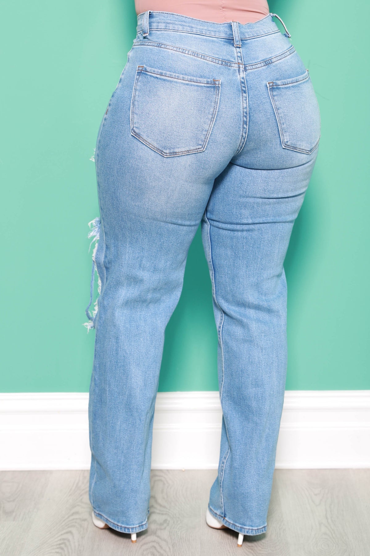 No Dress Code High Waist Distressed Mom Jeans - Medium Wash - Swank A Posh