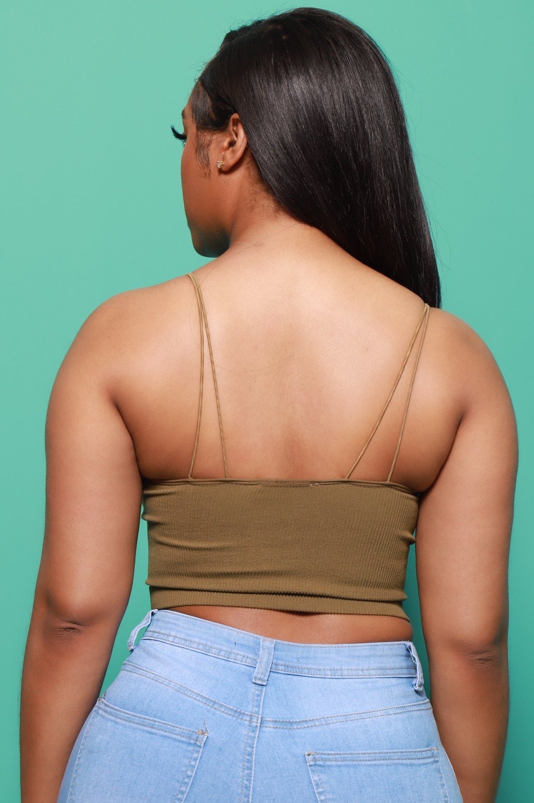 My Rules Cropped Ribbed Tank - Dusty Olive - Swank A Posh