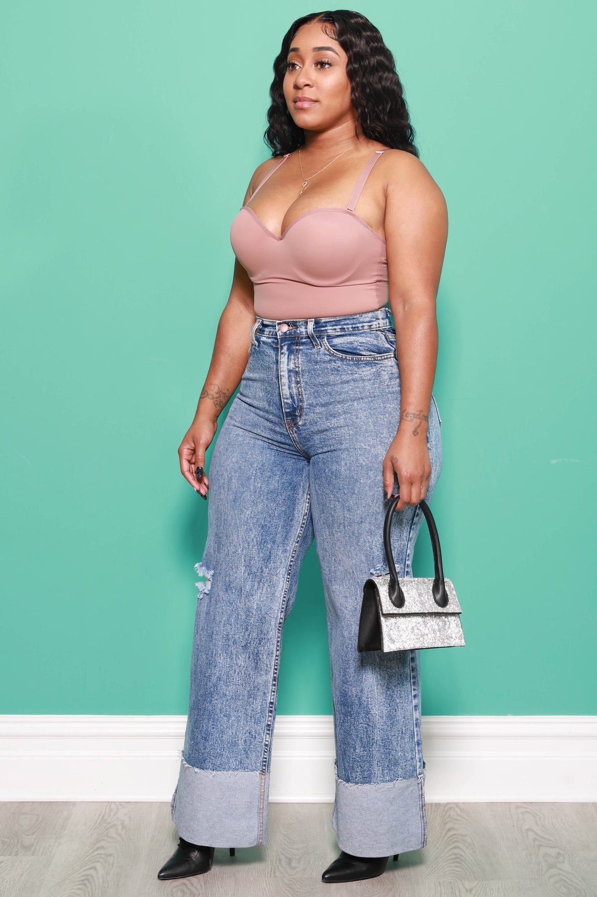 Cuffing Season High Waist Stonewash Mom Jeans - Swank A Posh