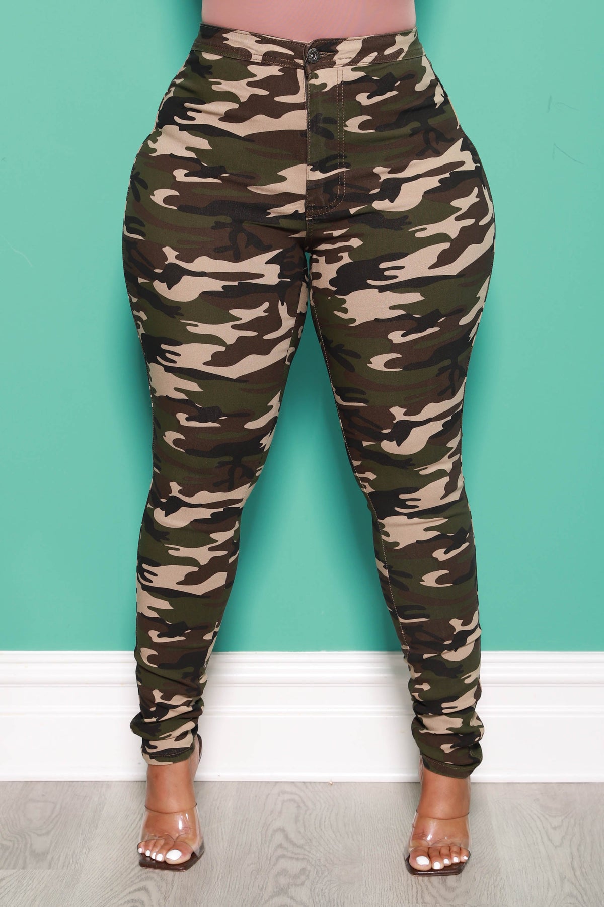 SuperGa High Waist Stretchy Jeans - Dark Camo - Swank A Posh