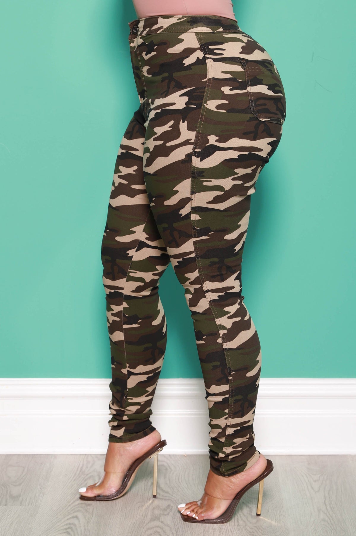 SuperGa High Waist Stretchy Jeans - Dark Camo - Swank A Posh