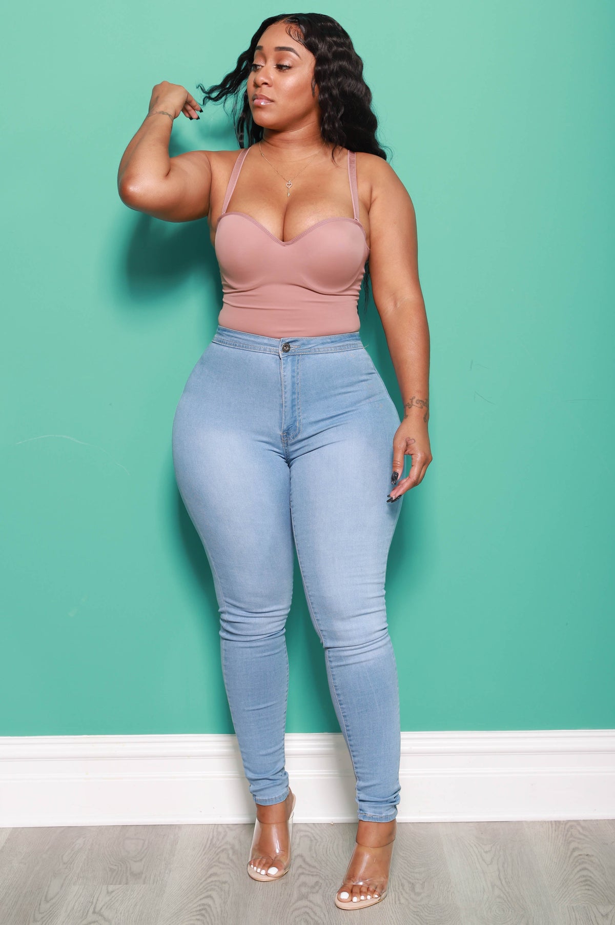 Light Blue Mega Stretch Jeans - Swank A Posh