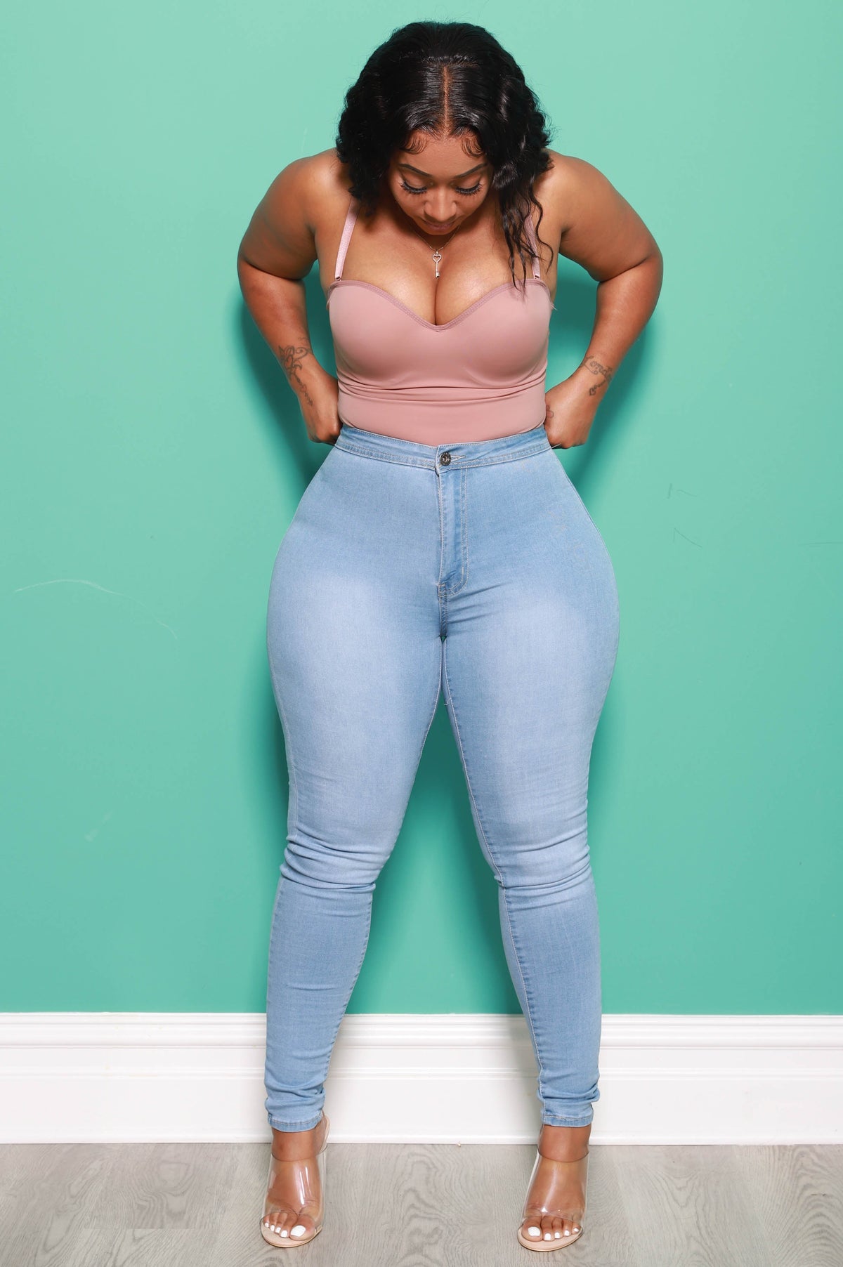 Light Blue Mega Stretch Jeans - Swank A Posh