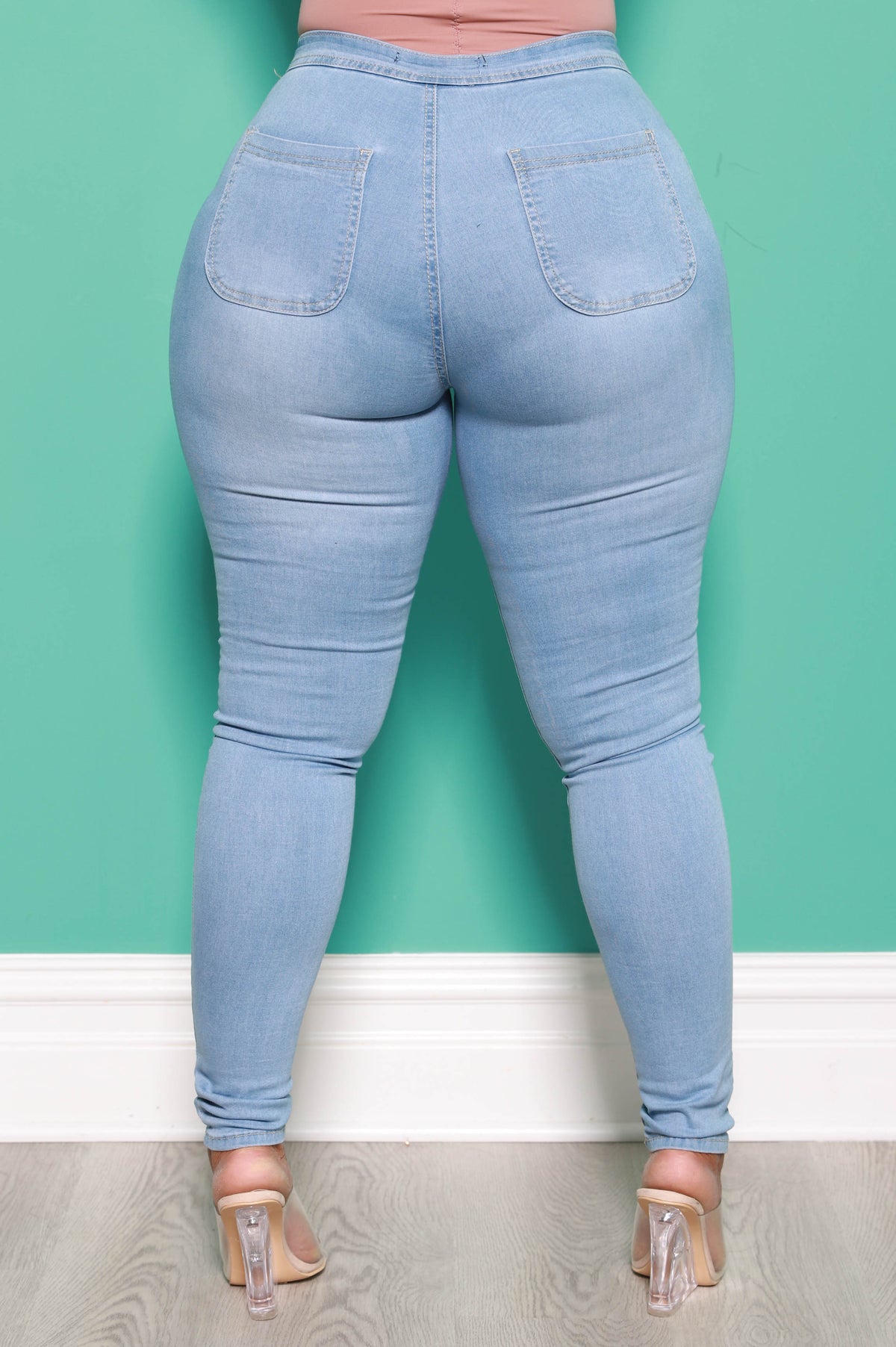 Light Blue Mega Stretch Jeans - Swank A Posh