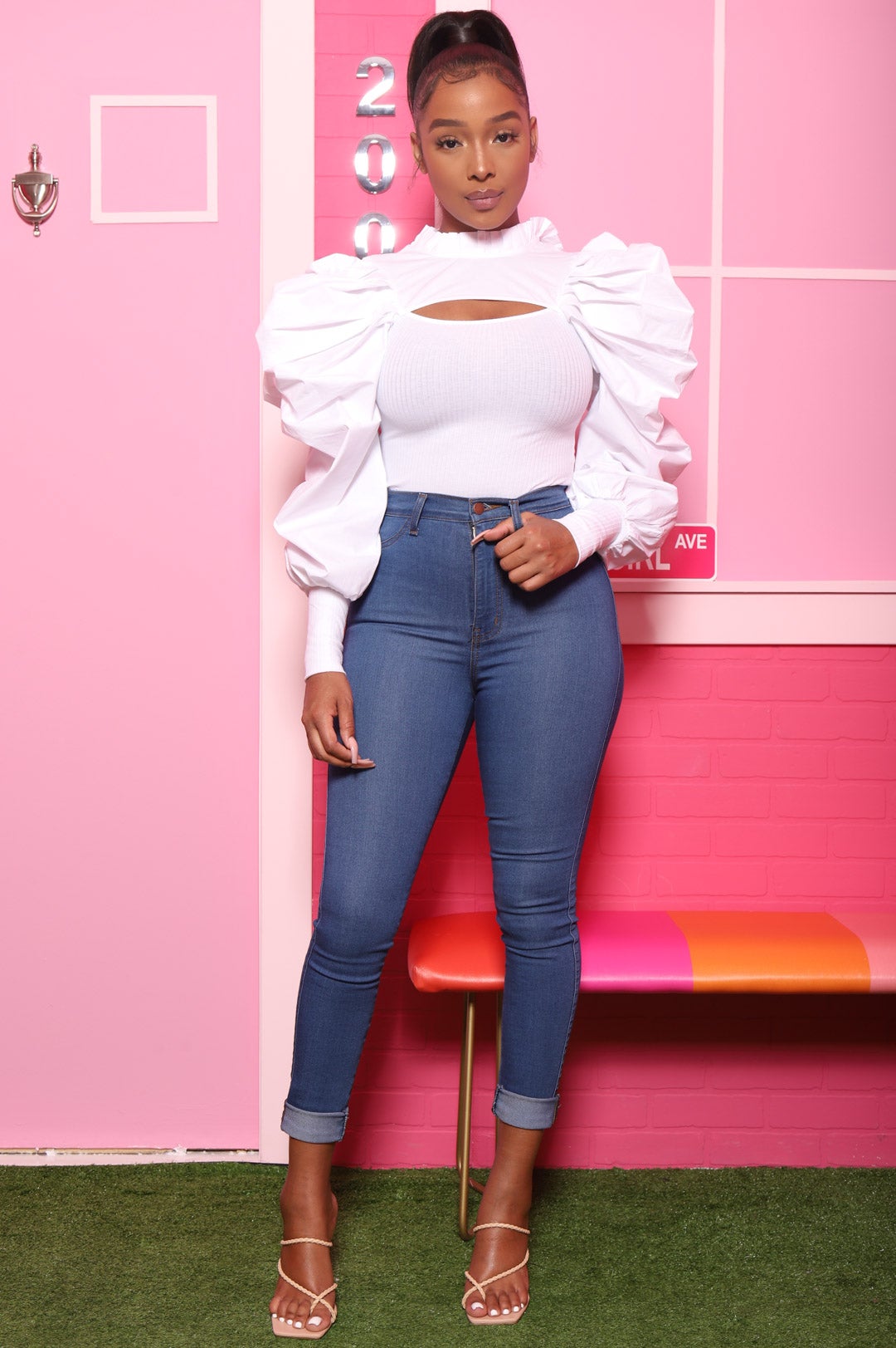 On Strike High Rise Jeans - Mid Wash - Swank A Posh