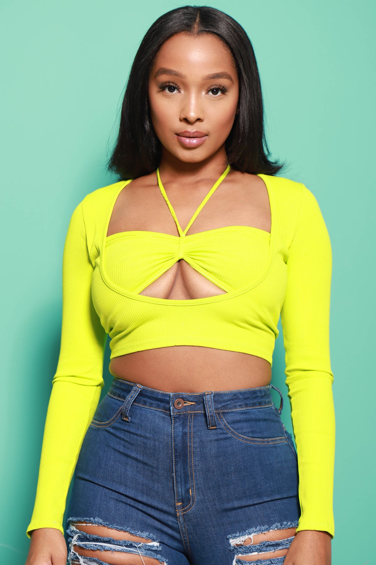 Jealousy Crop Cut Out Top - Lime - Swank A Posh