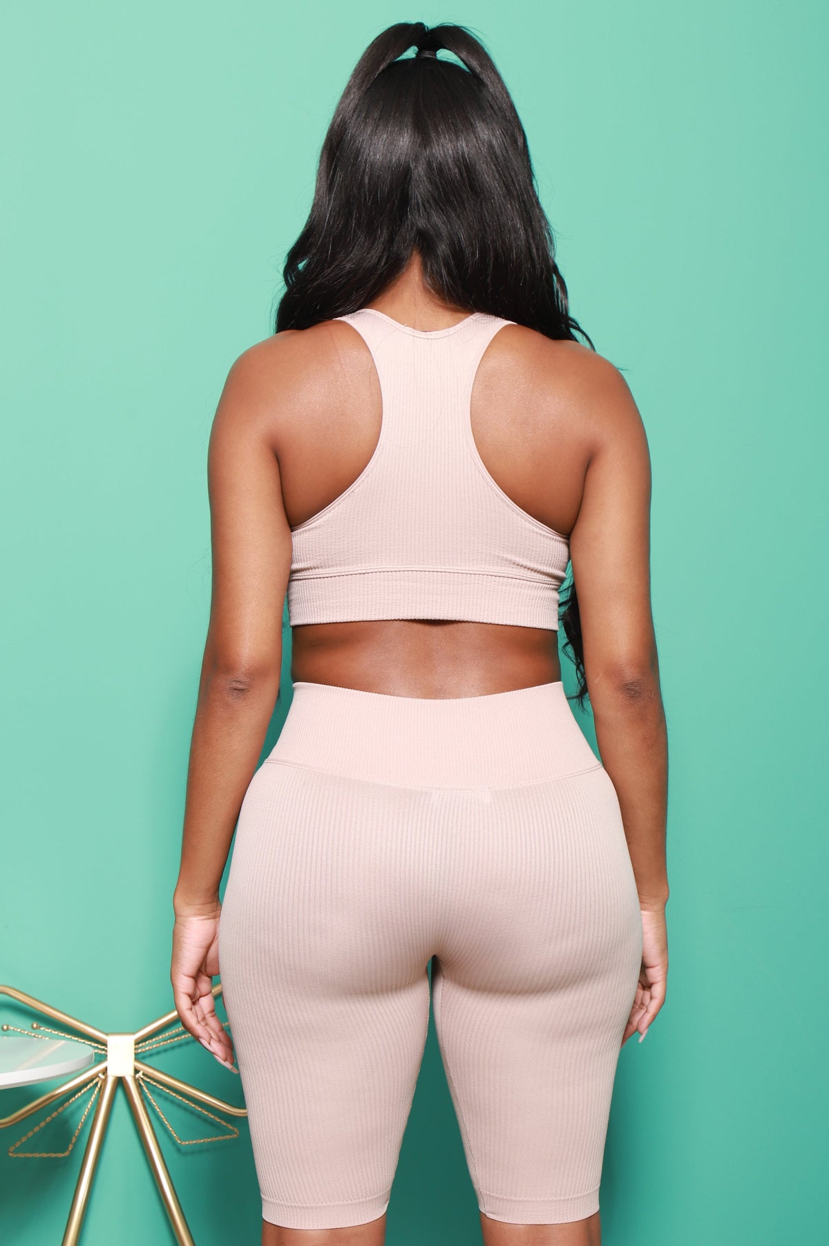 Give Me More Ribbed Racerback Set - Mushroom - Swank A Posh