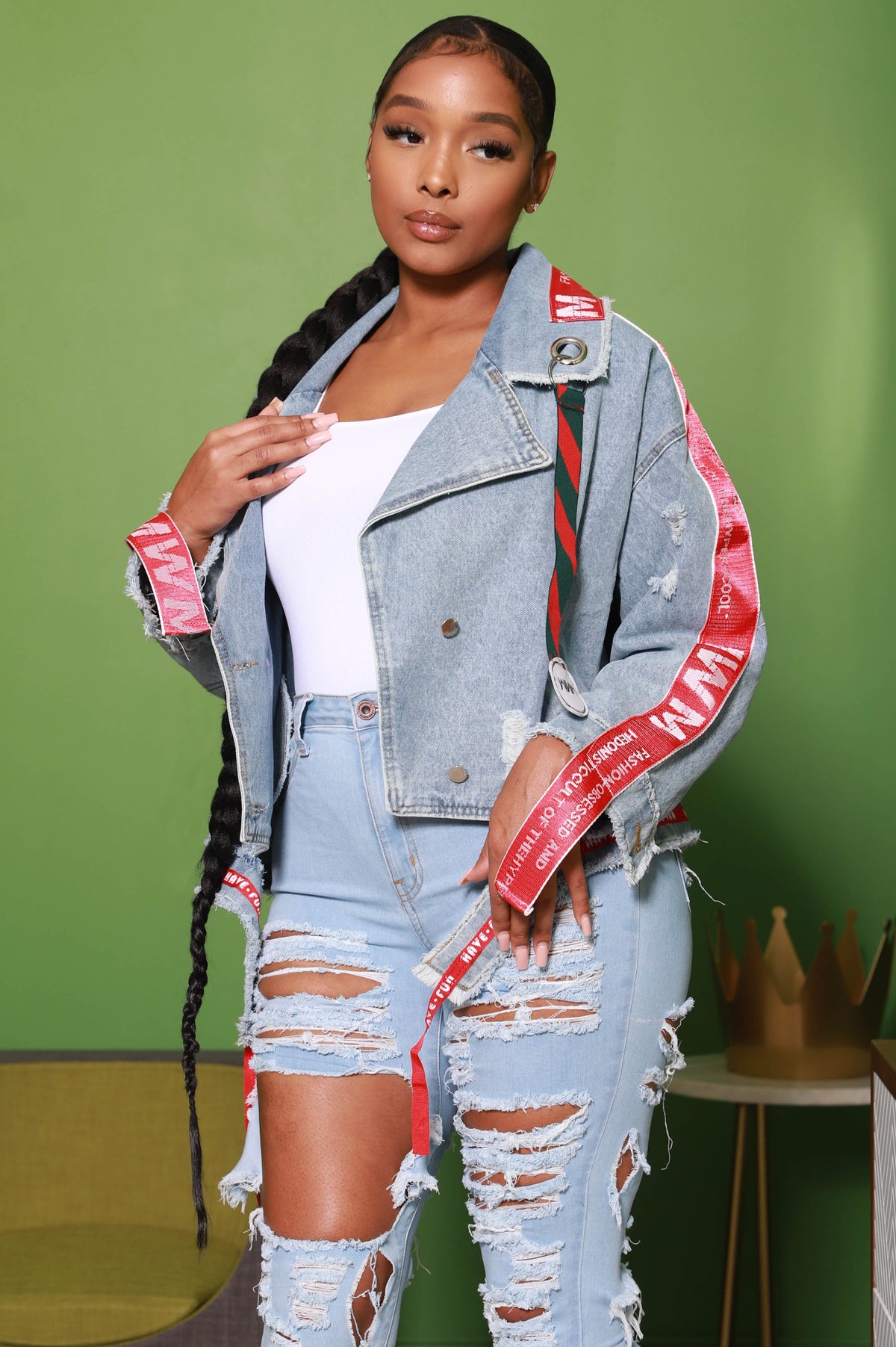 Jet Setter Couture Detailed Denim Jacket - Swank A Posh